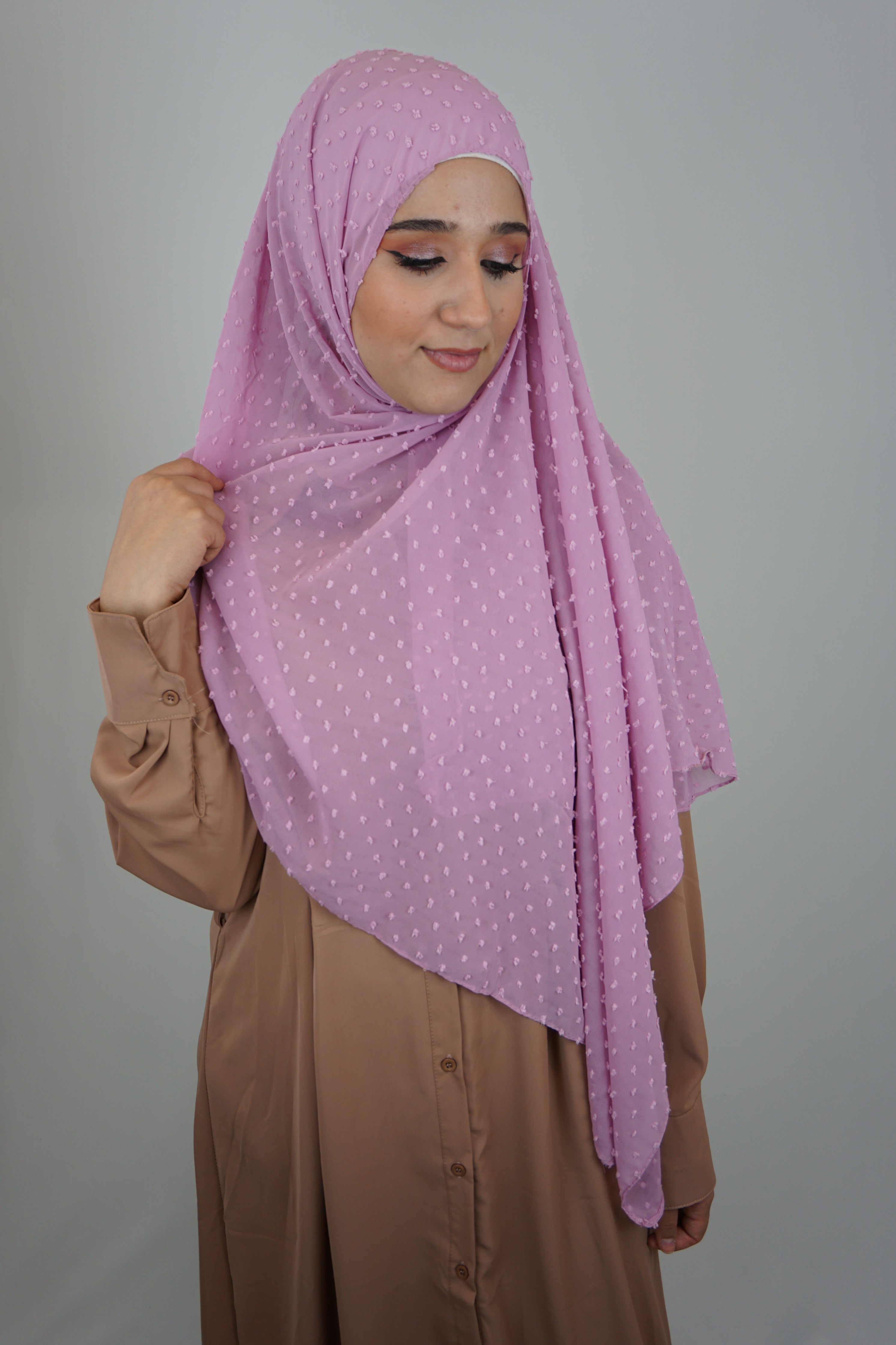 Premium Chiffon 3D Hijab Litepink