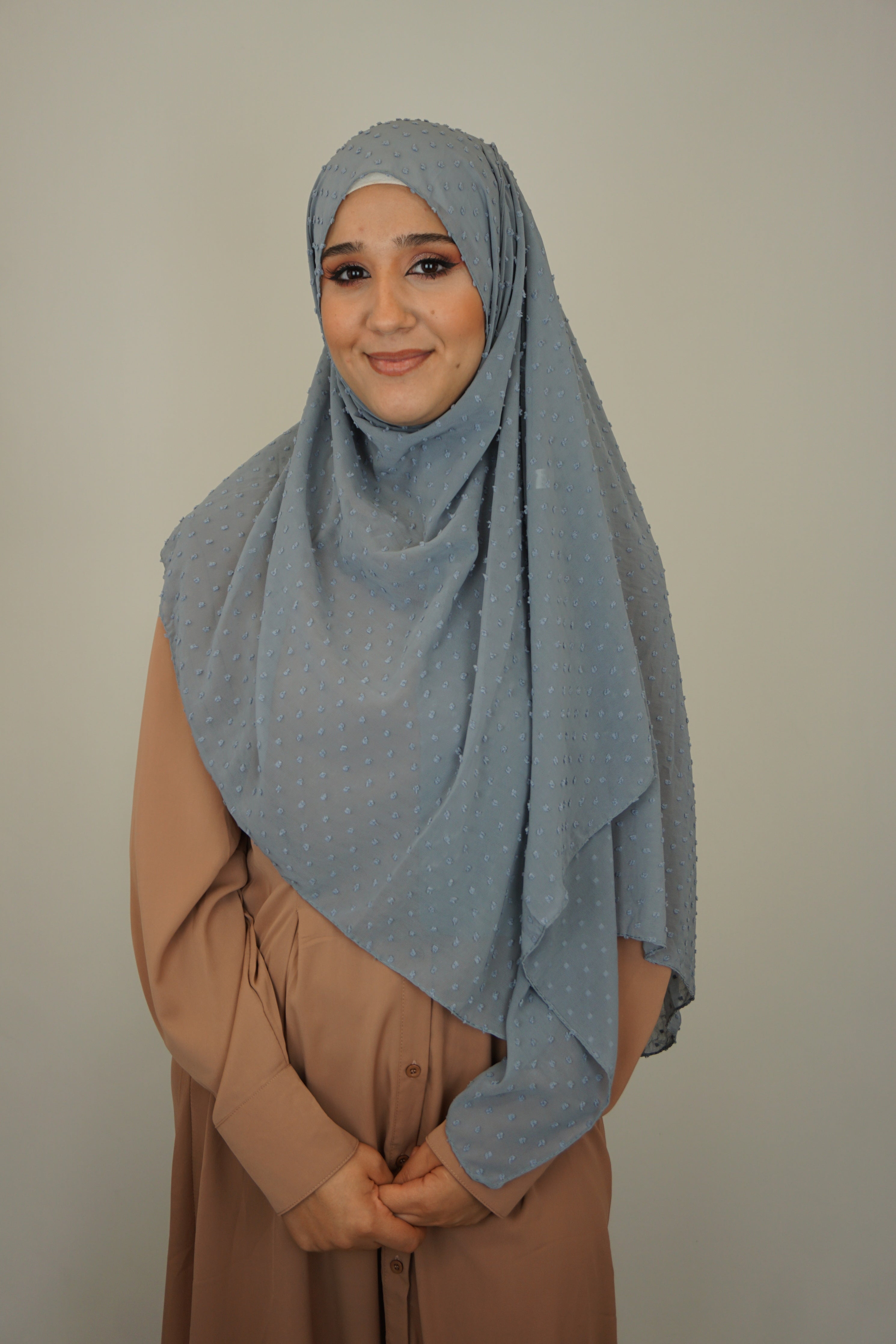 Premium Chiffon 3D Hijab Hellgrau