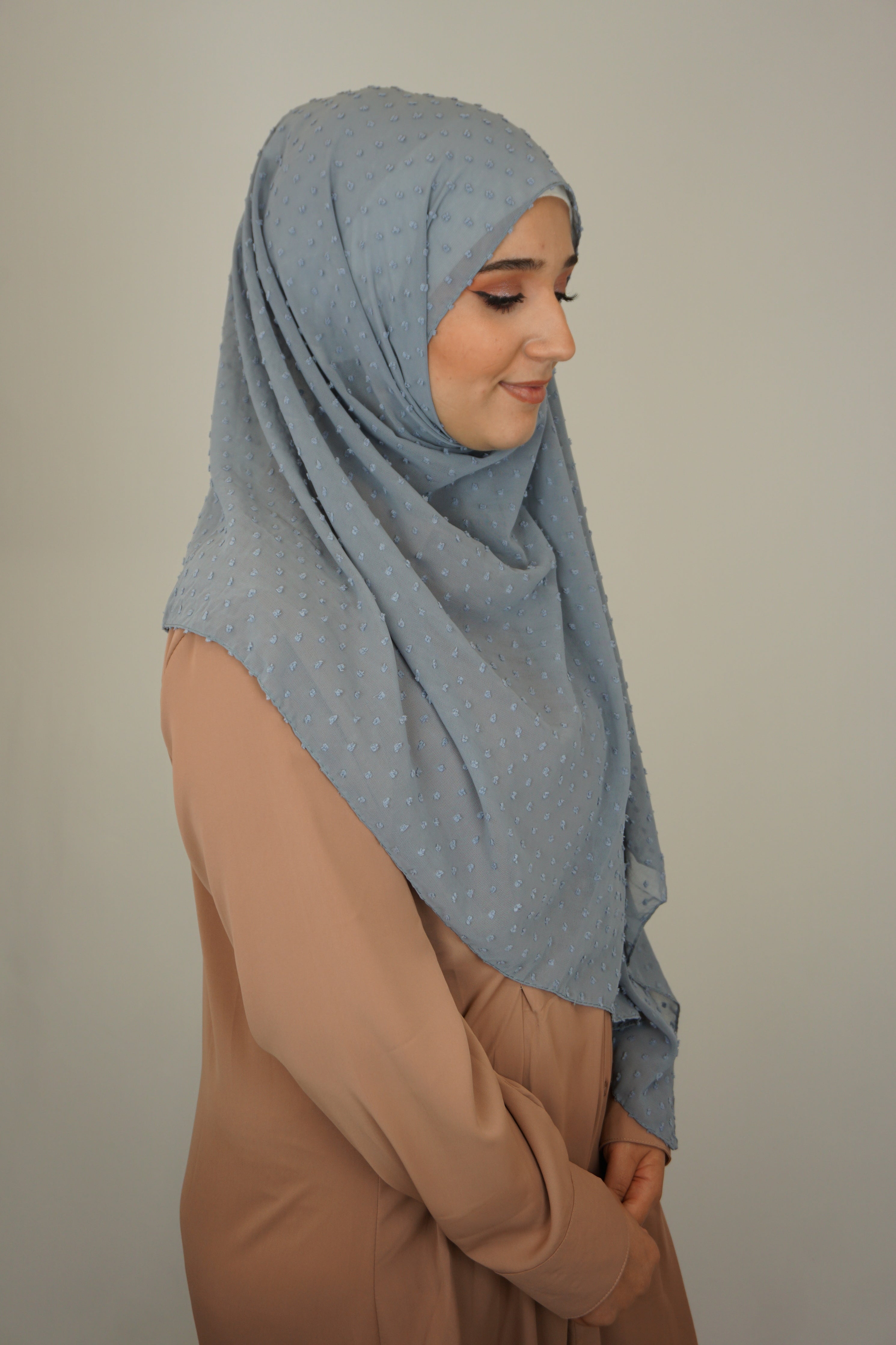 Premium Chiffon 3D Hijab Hellgrau