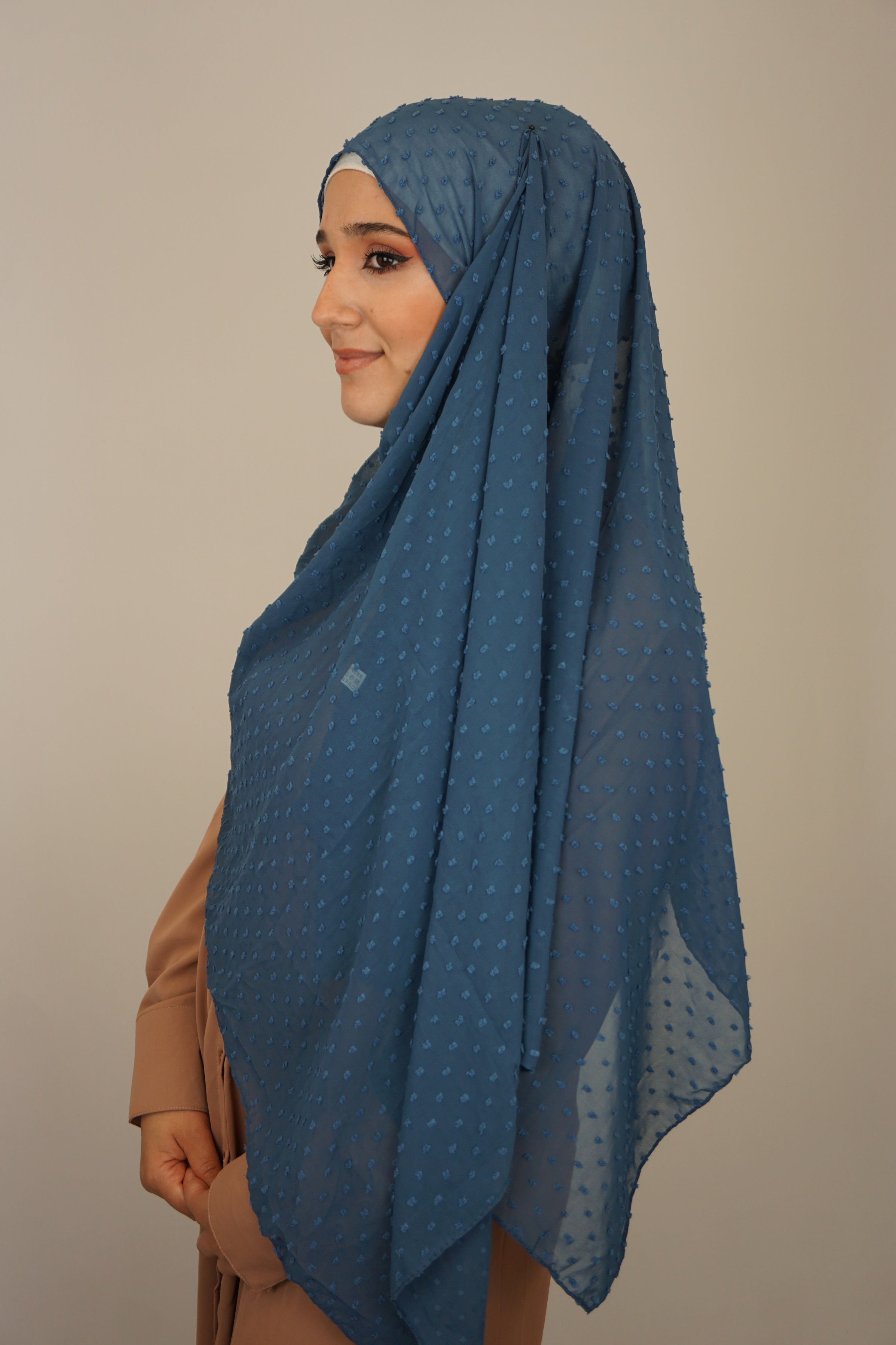 Premium Chiffon 3D Hijab Jeansblau