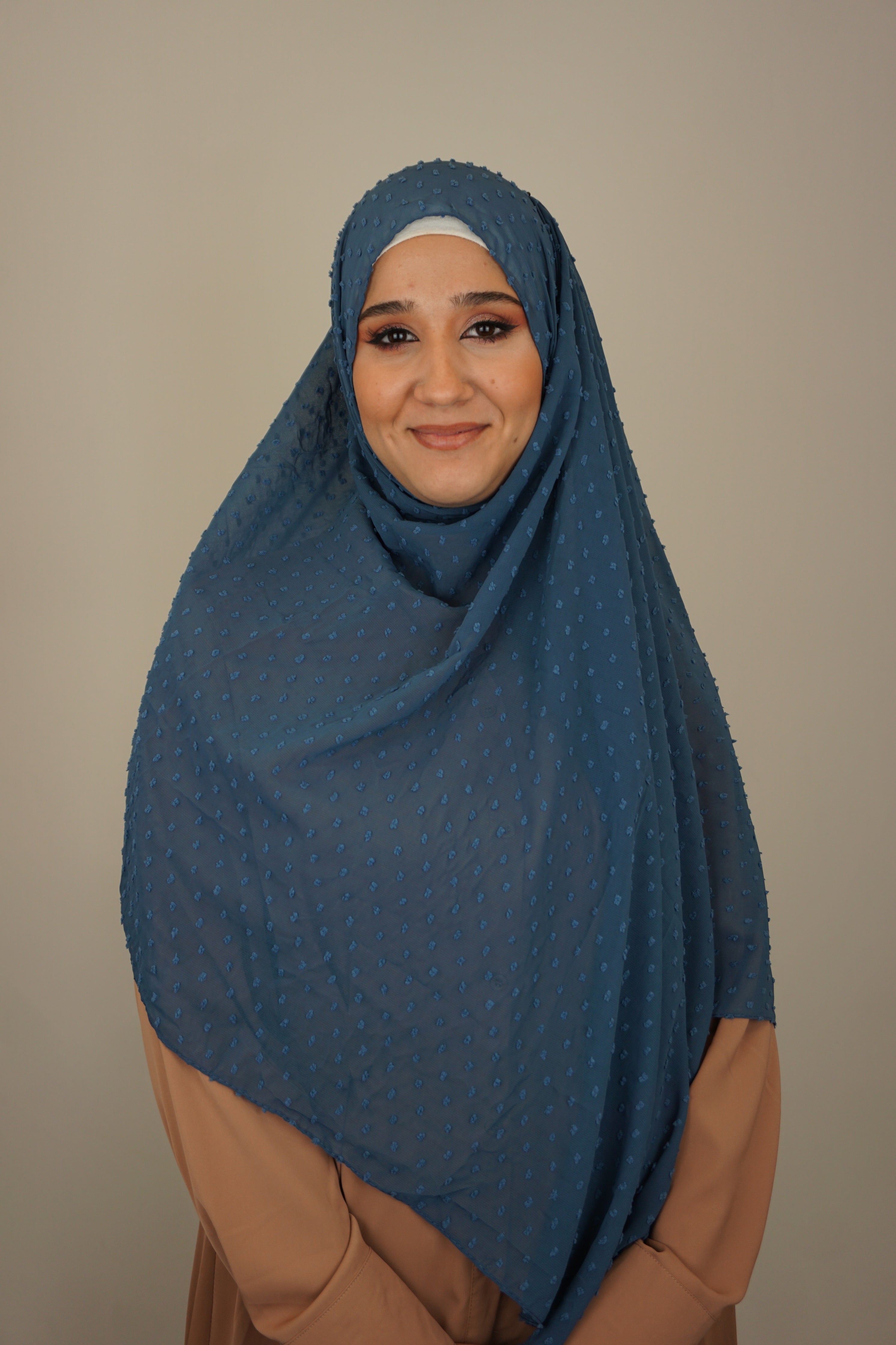Premium Chiffon 3D Hijab Jeansblau