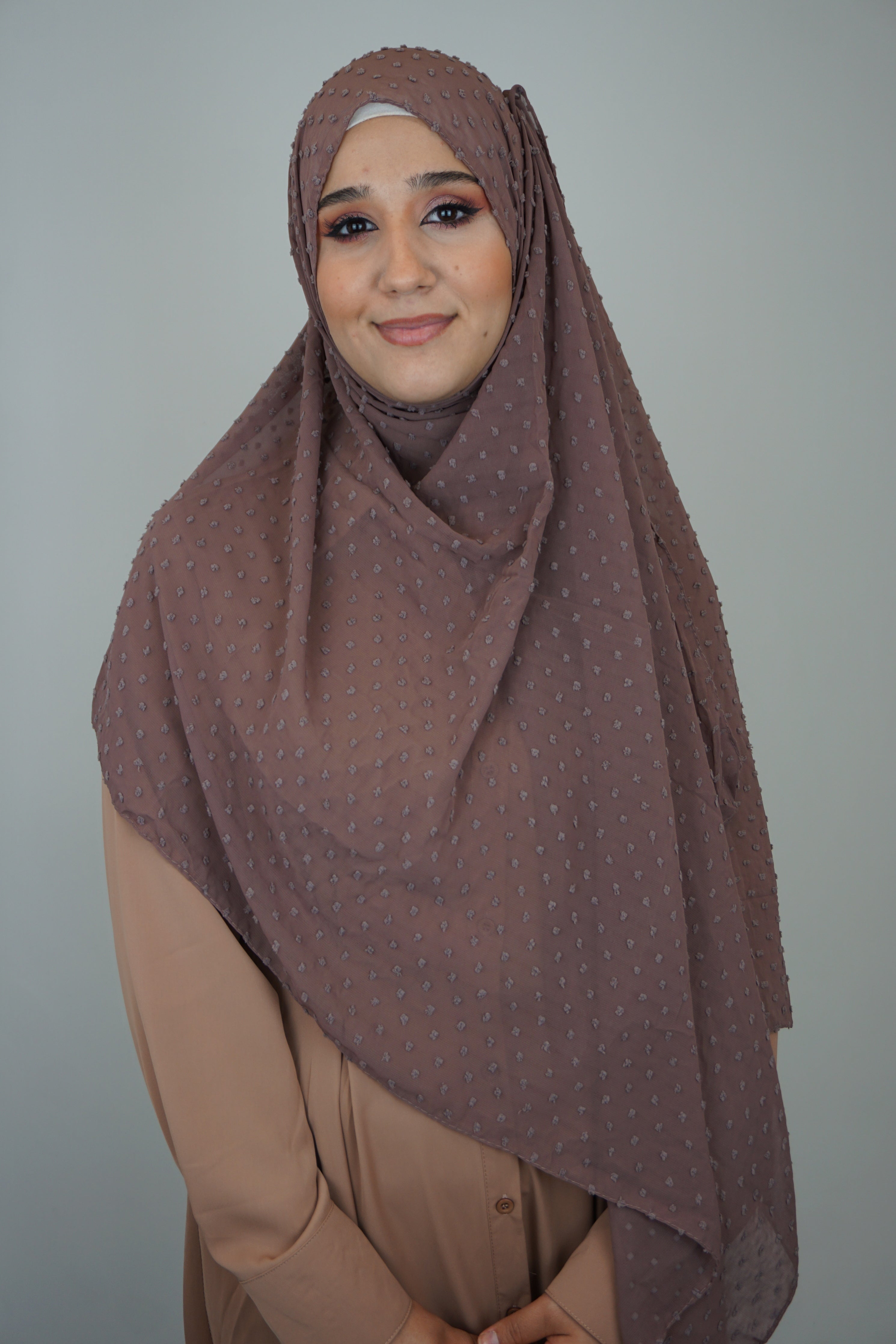 Premium Chiffon 3D Hijab Rostbraun