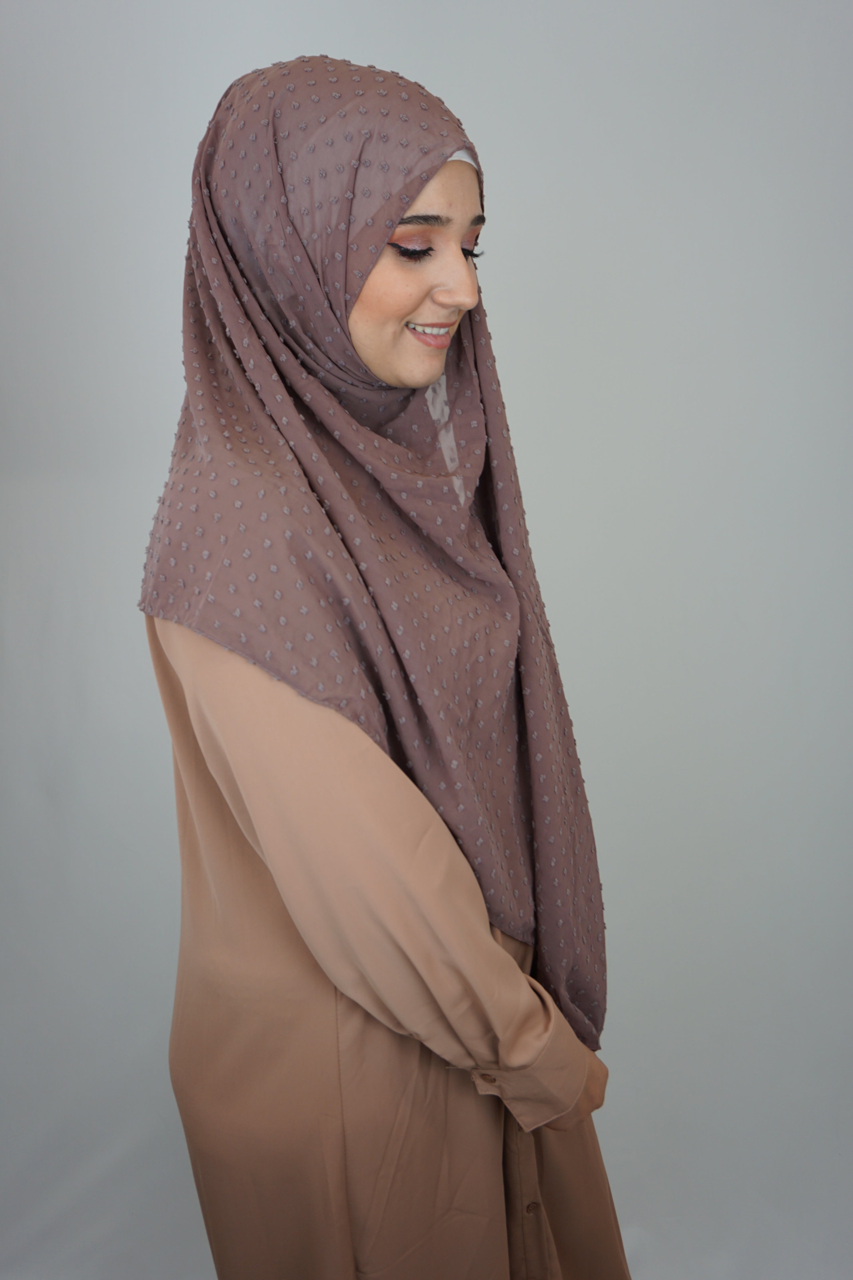 Premium Chiffon 3D Hijab Rostbraun