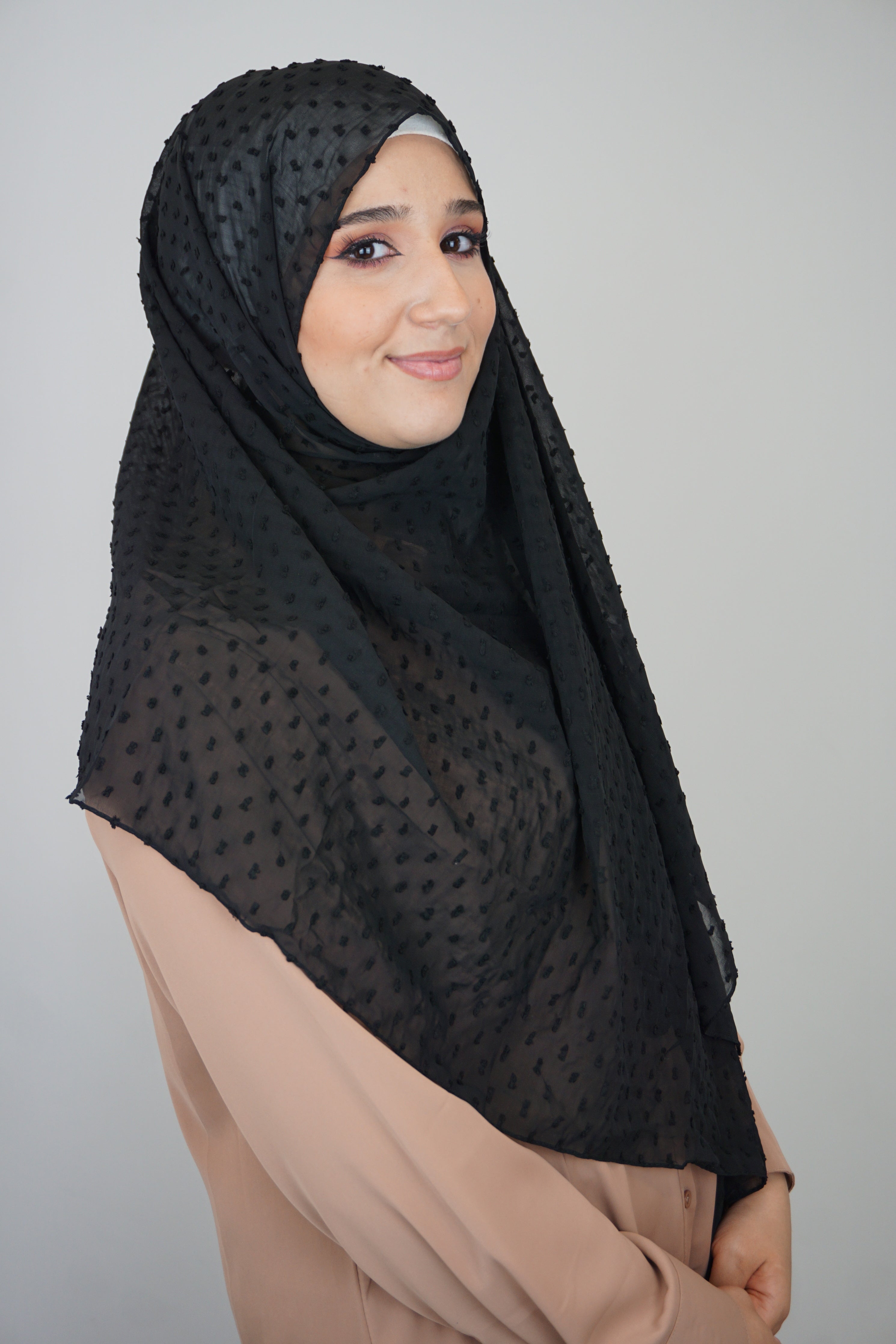 Premium Chiffon 3D Hijab Schwarz