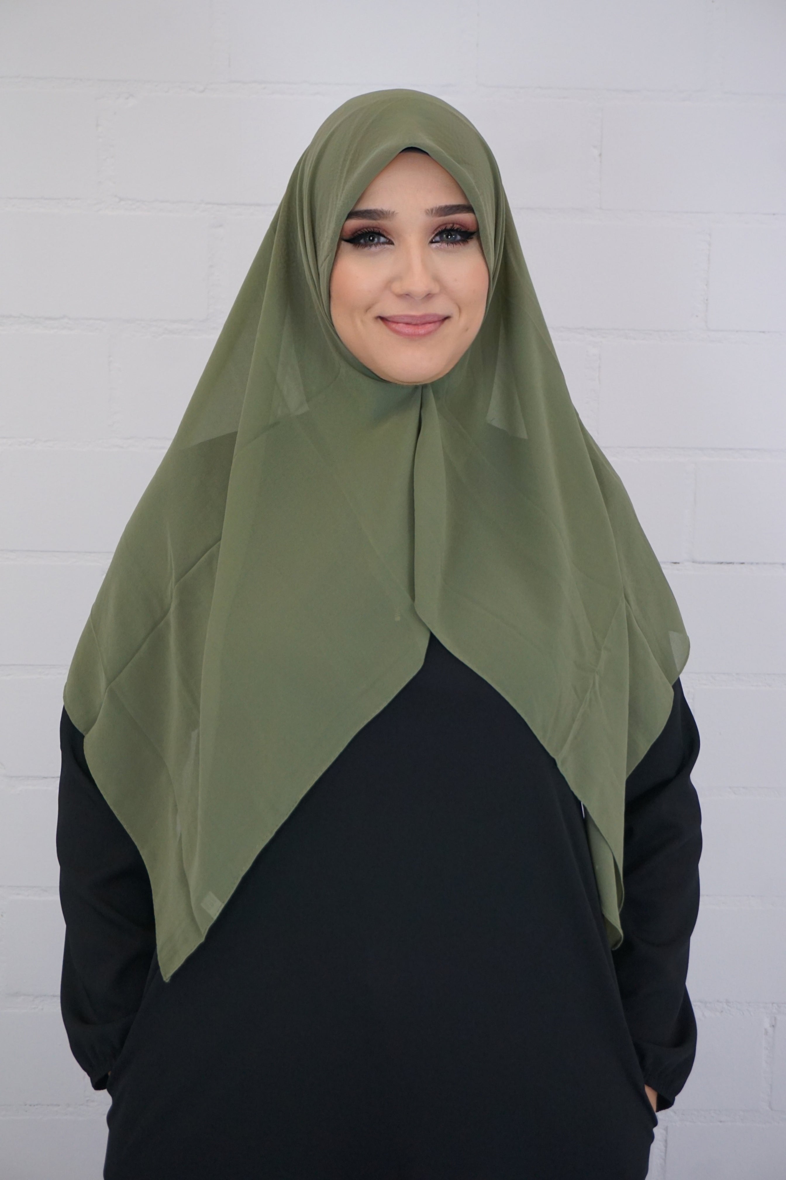 Chiffon Quadrat Hijab Olivgrün
