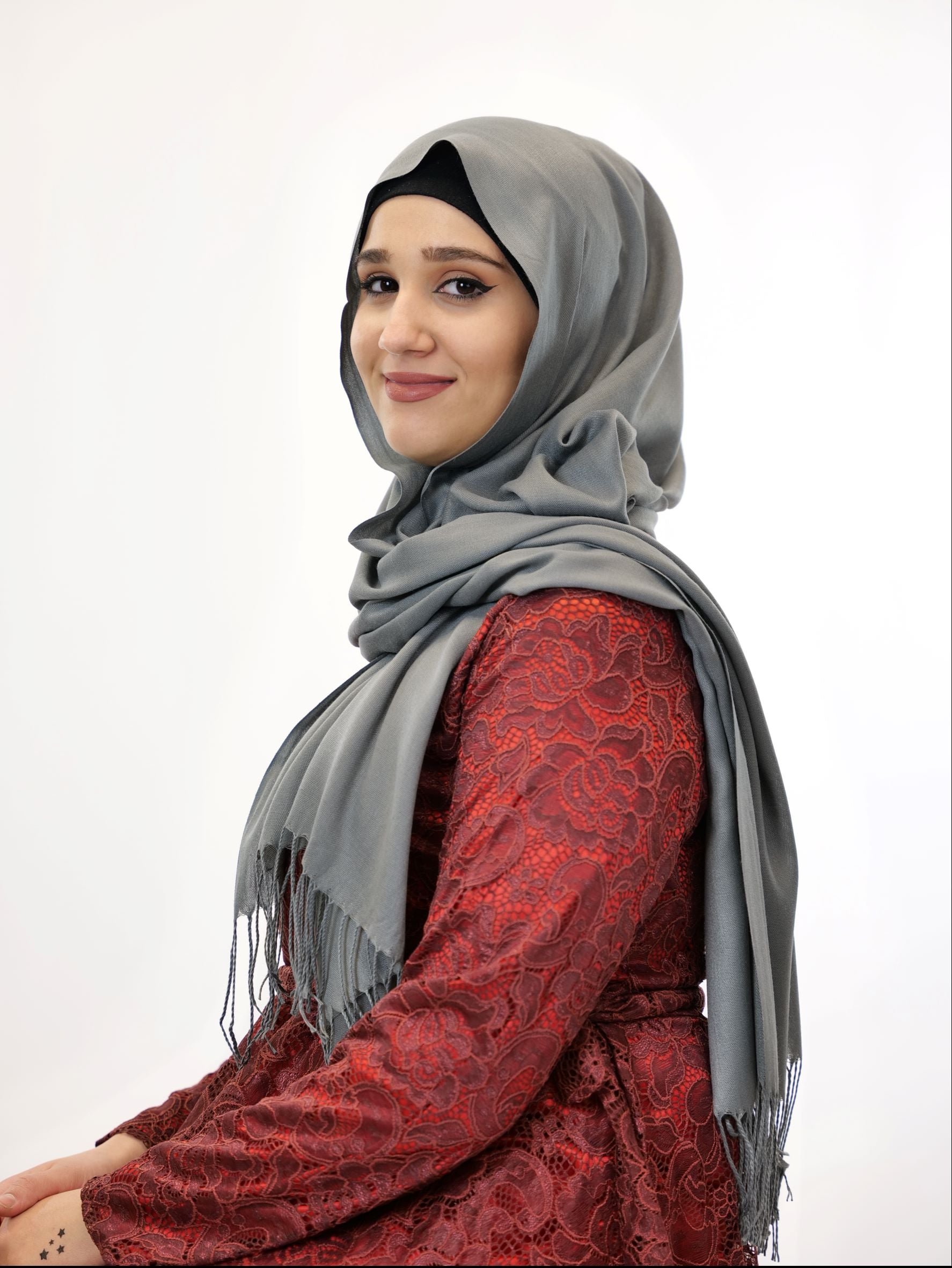 Baumwoll Hijab Almaz Dunkelgrau