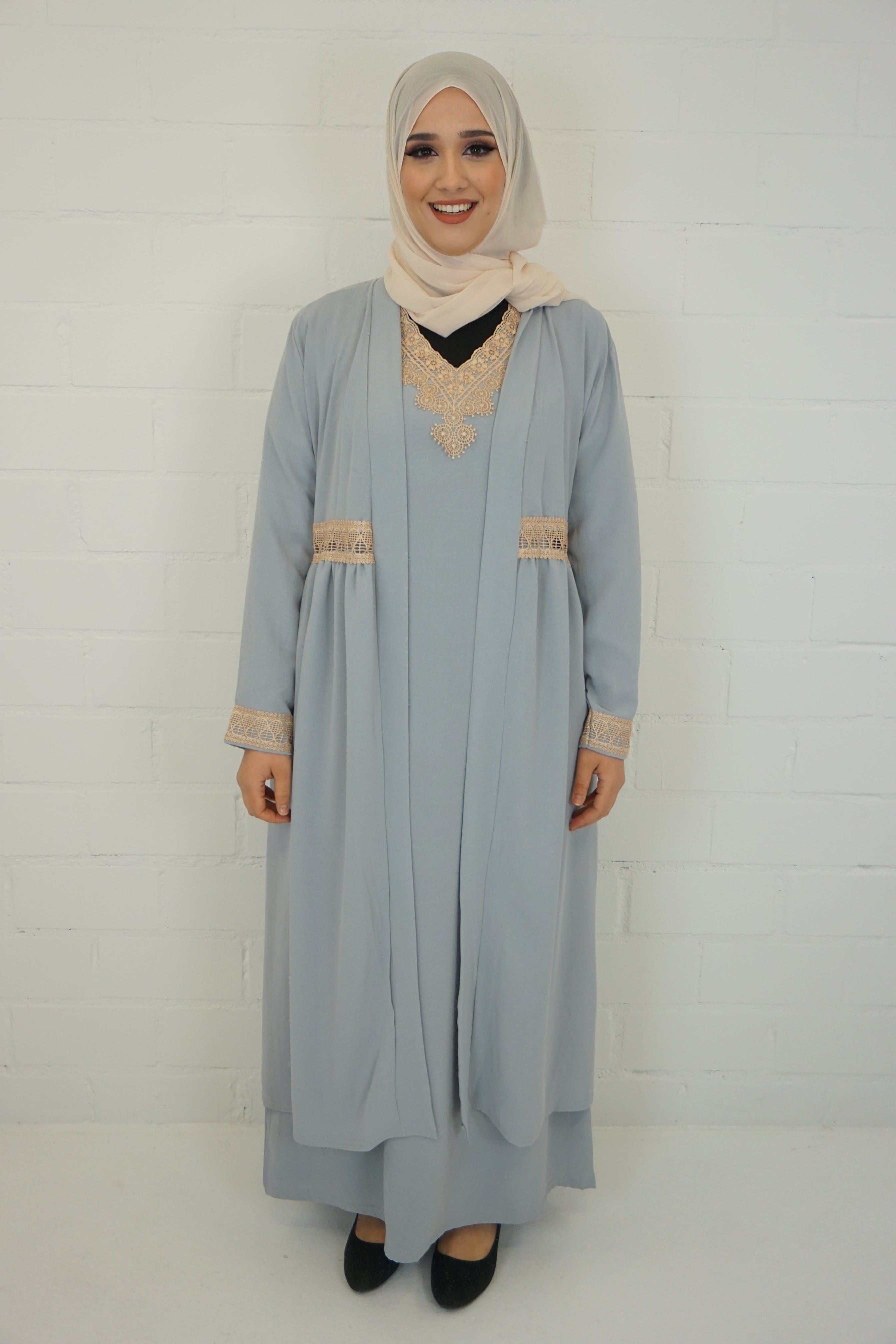 Abaya Anika Hellgrau