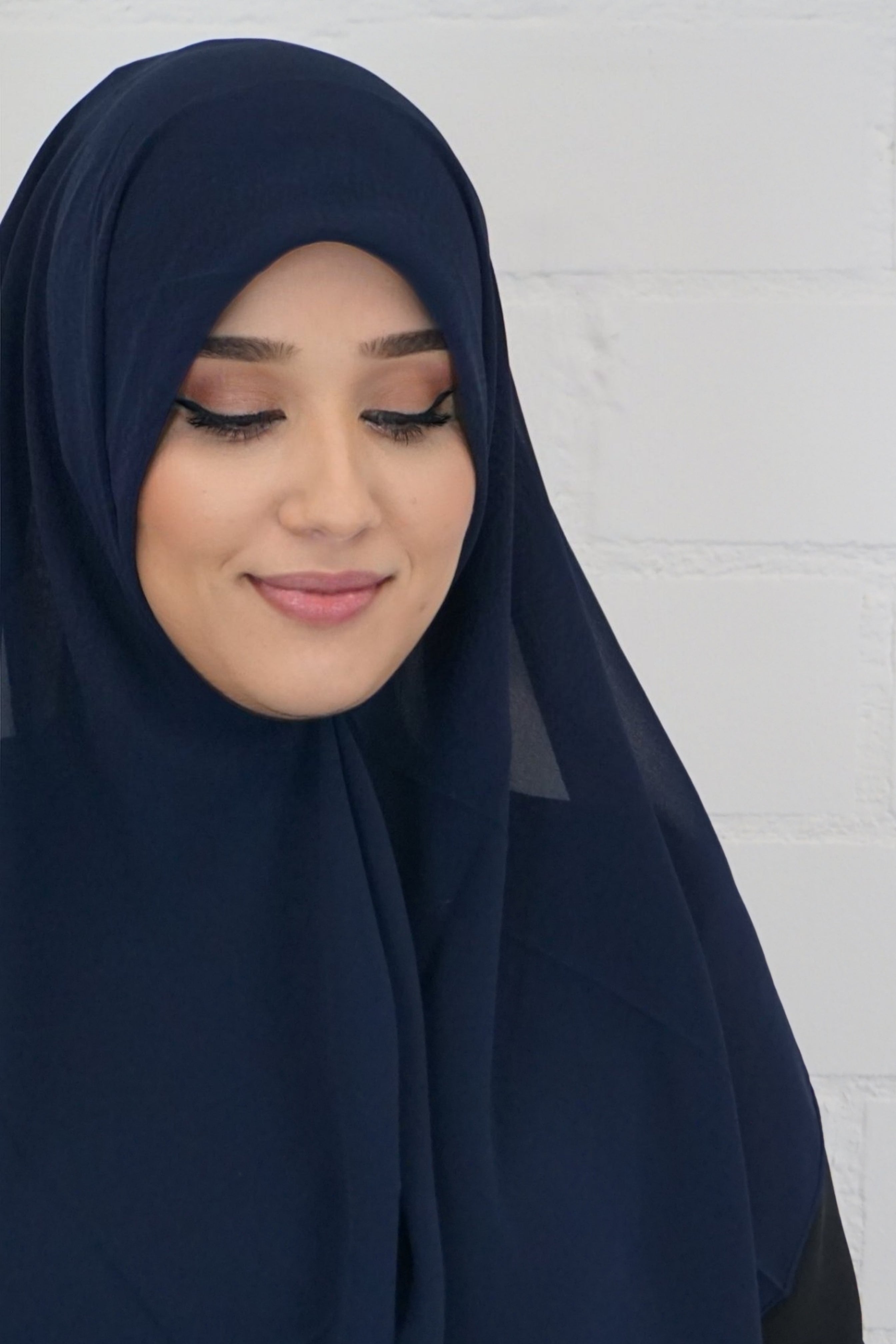 Chiffon Quadrat Hijab Dunkelblau