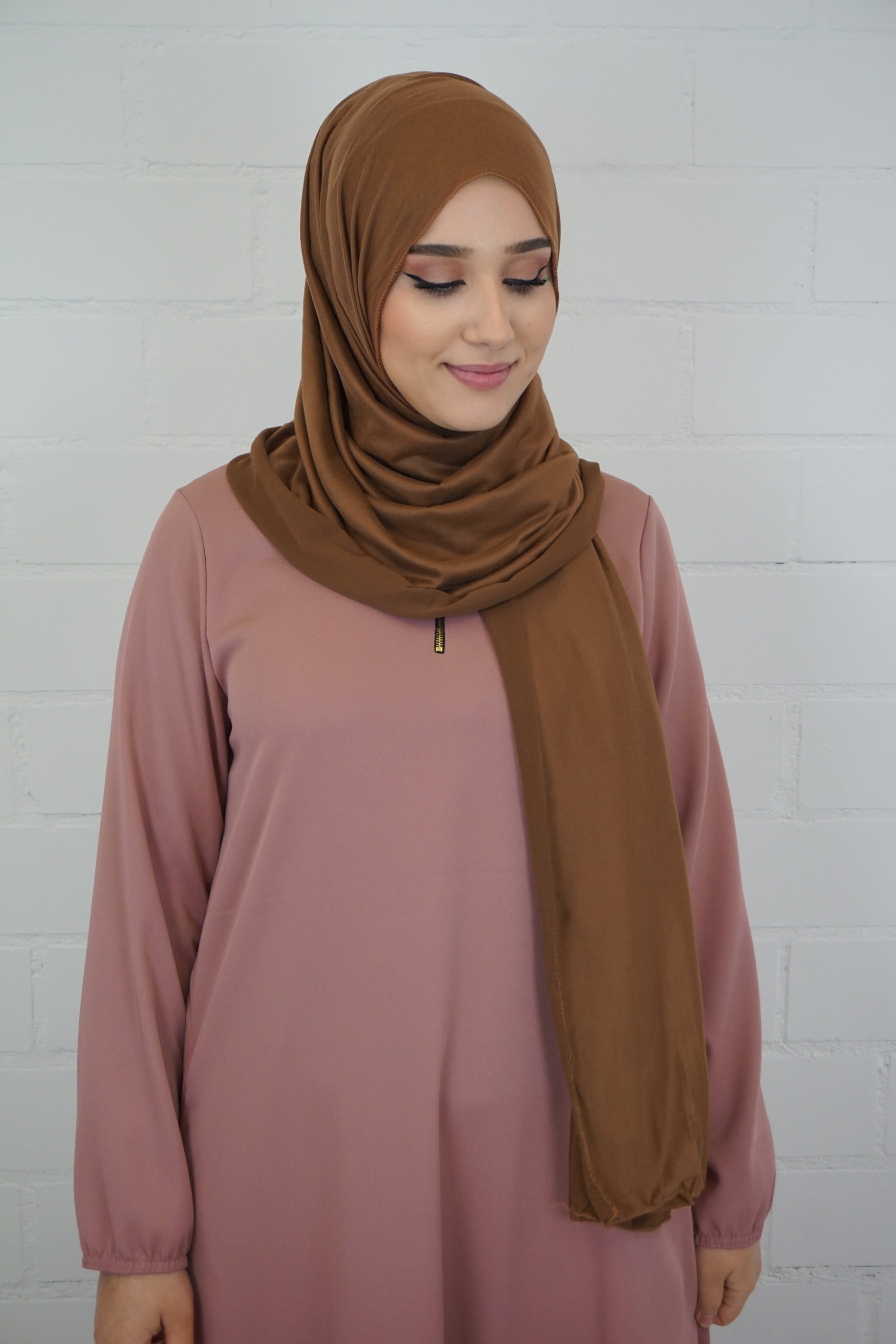 Jersey Hijab Fiza Hellbraun
