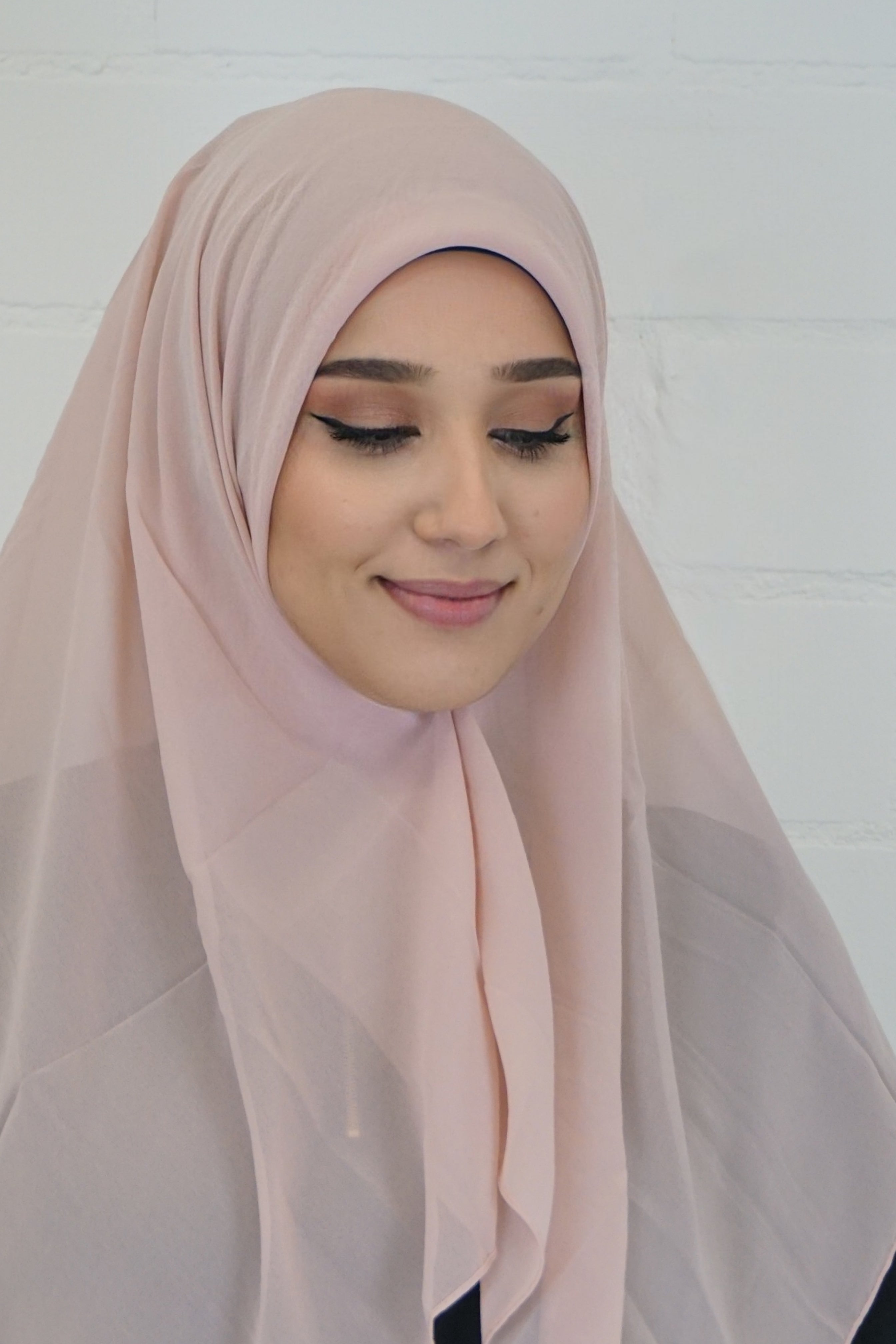 Chiffon Quadrat Hijab Weißrosa