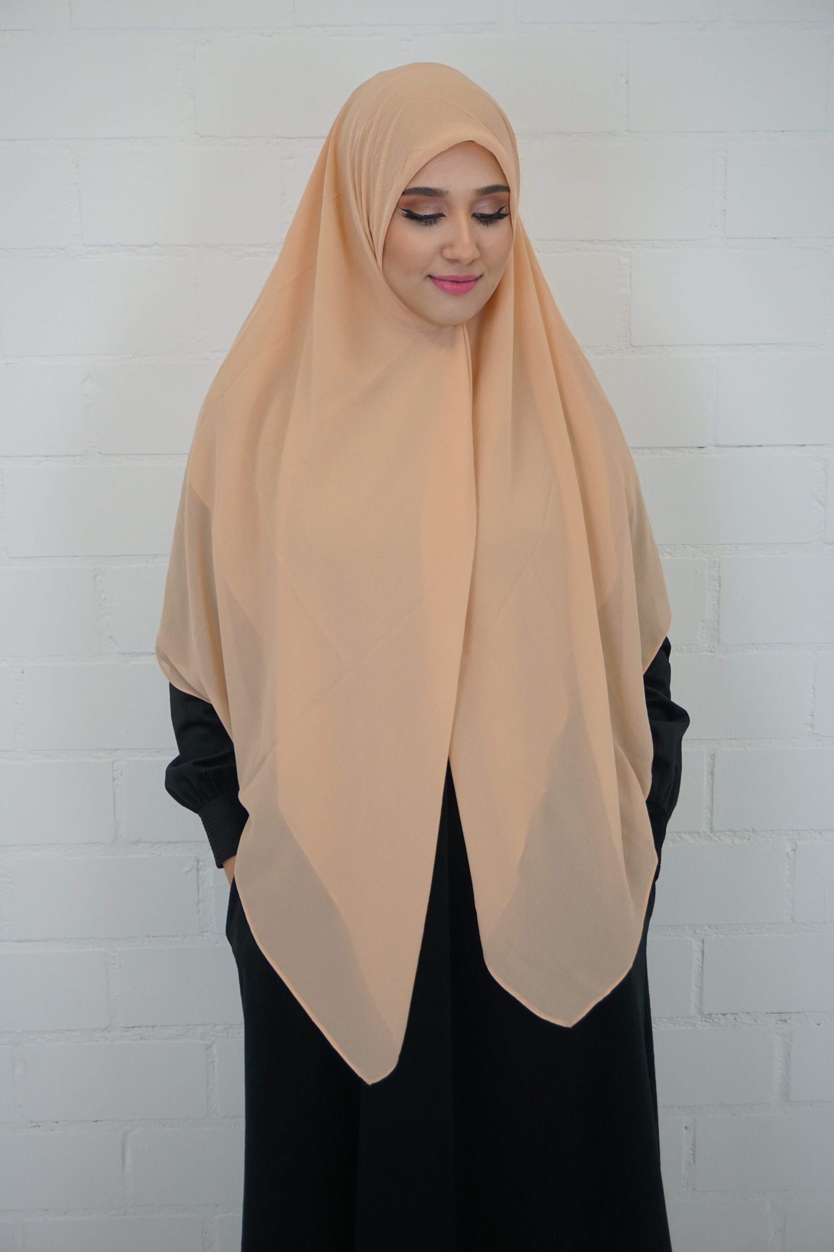 XL Chiffon Quadrat Hijab Karamell
