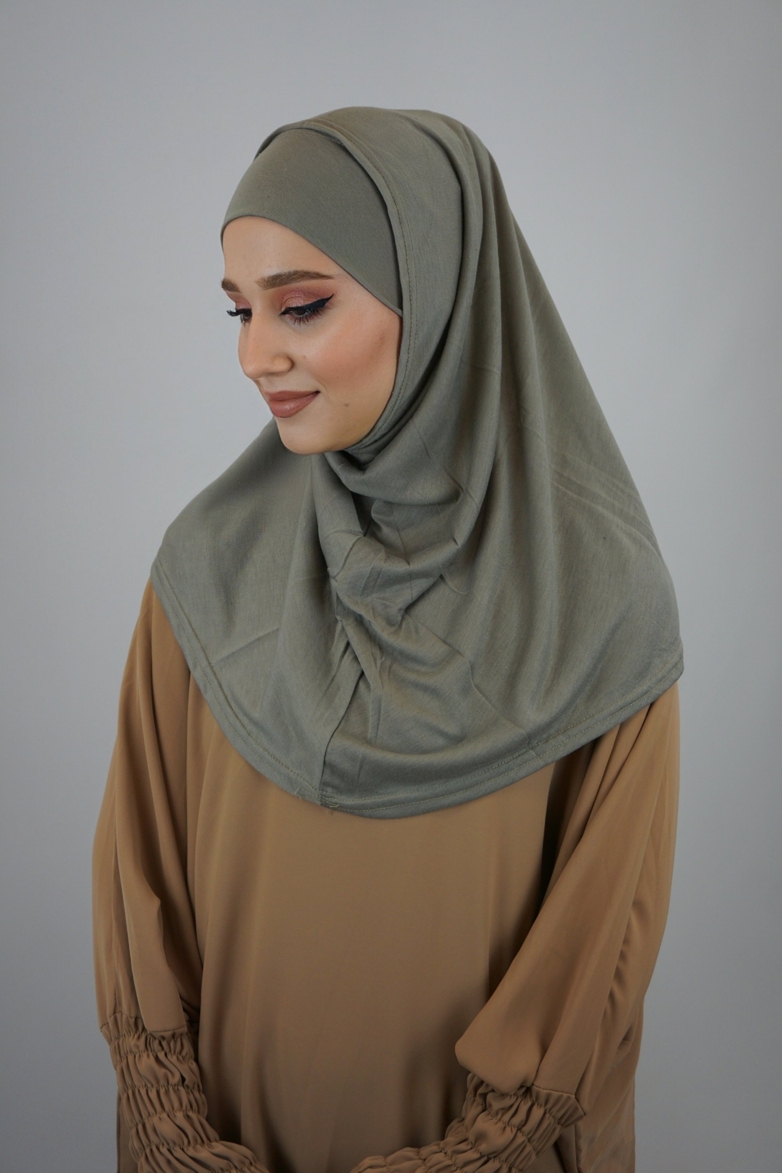 Jersey FertigHijab Zwei-Teiler Olivgrau