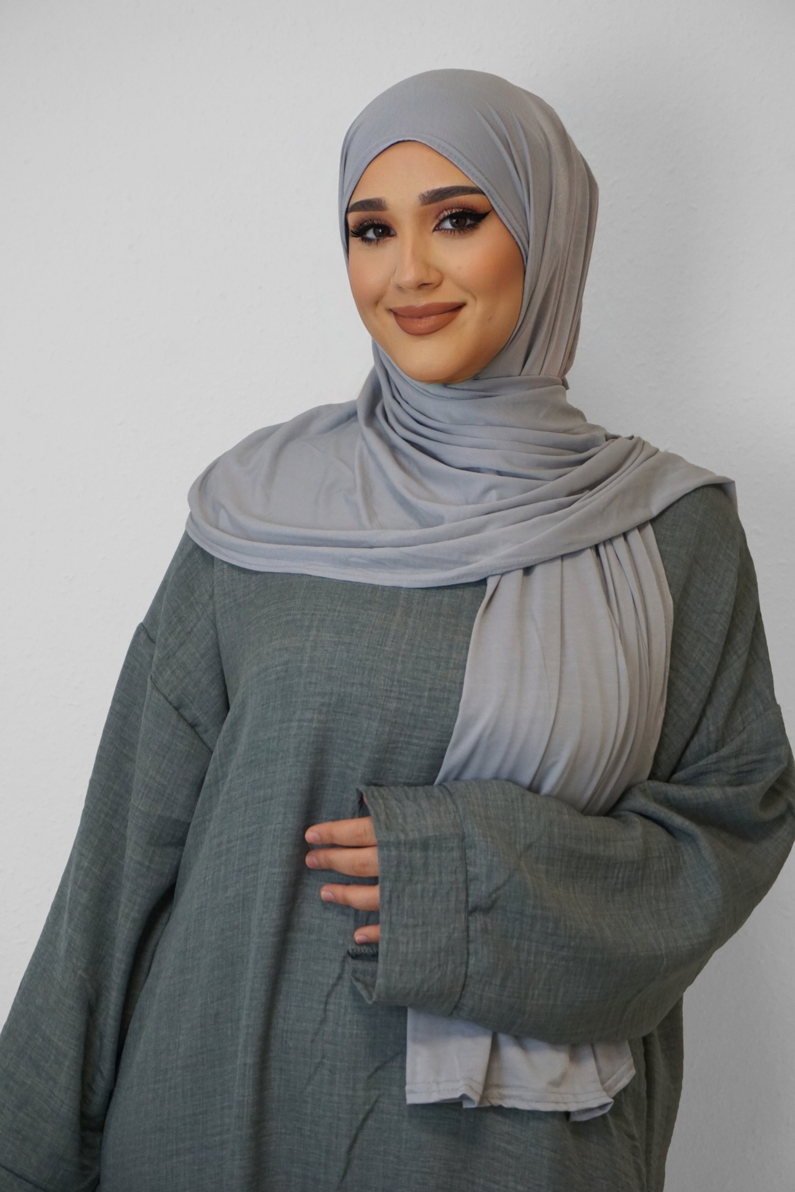 Premium Jersey Hijab Hellgrau