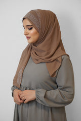 Chiffon Diamond Hijab Braun