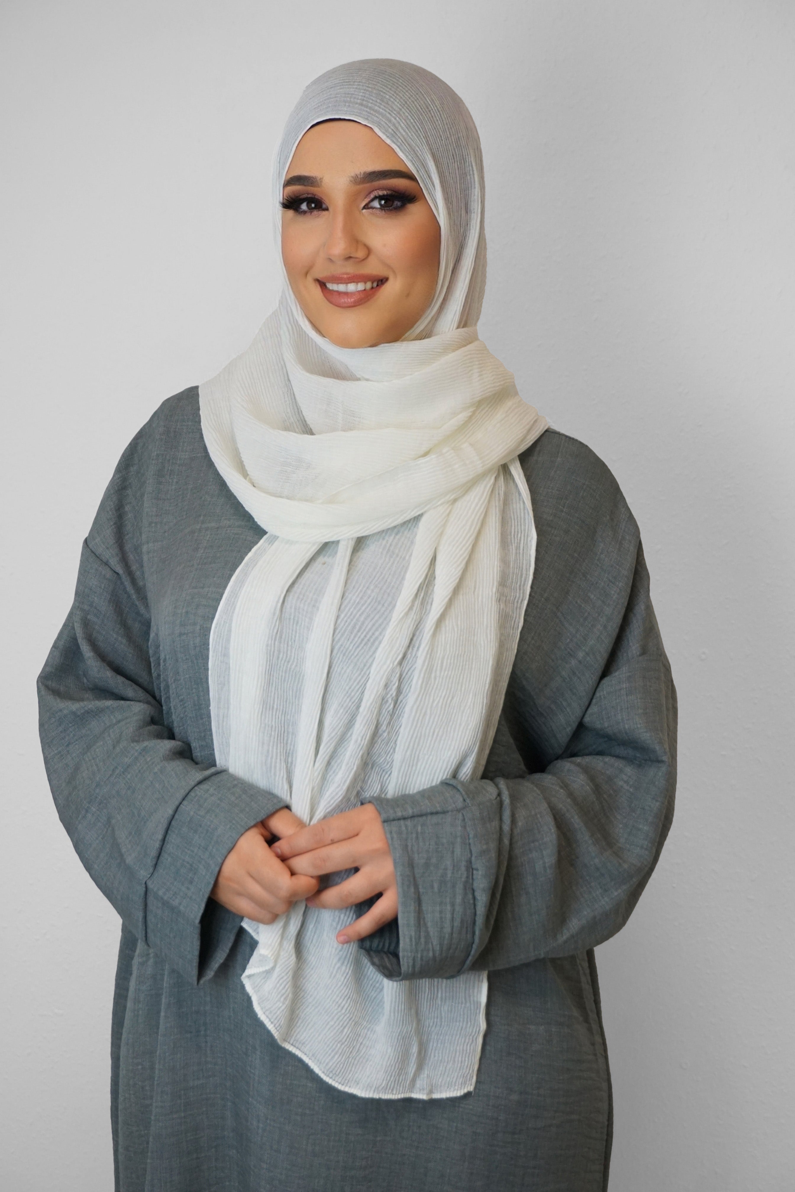 Baumwolle Crinkle-Hijab Creme