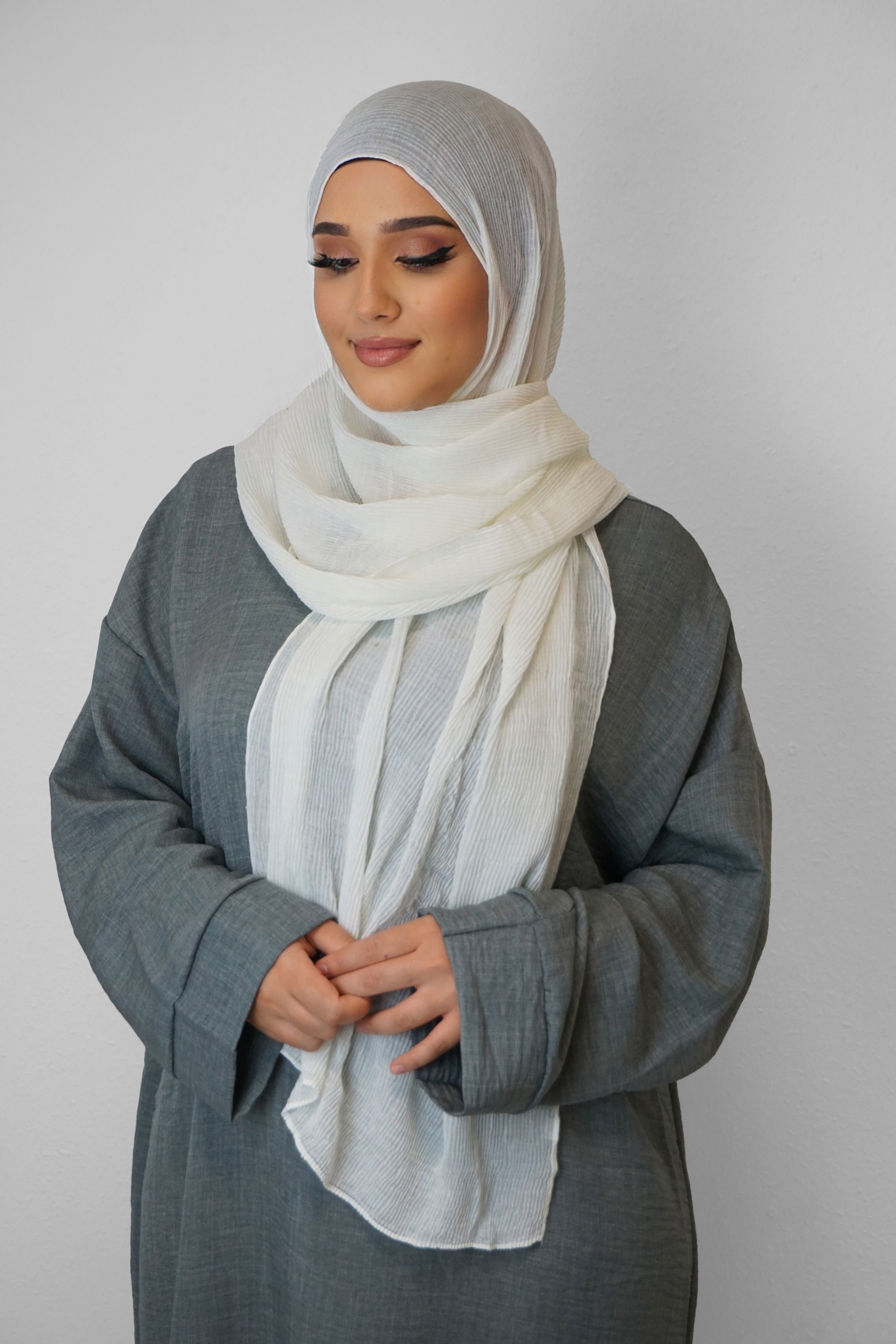 Baumwolle Crinkle-Hijab Creme