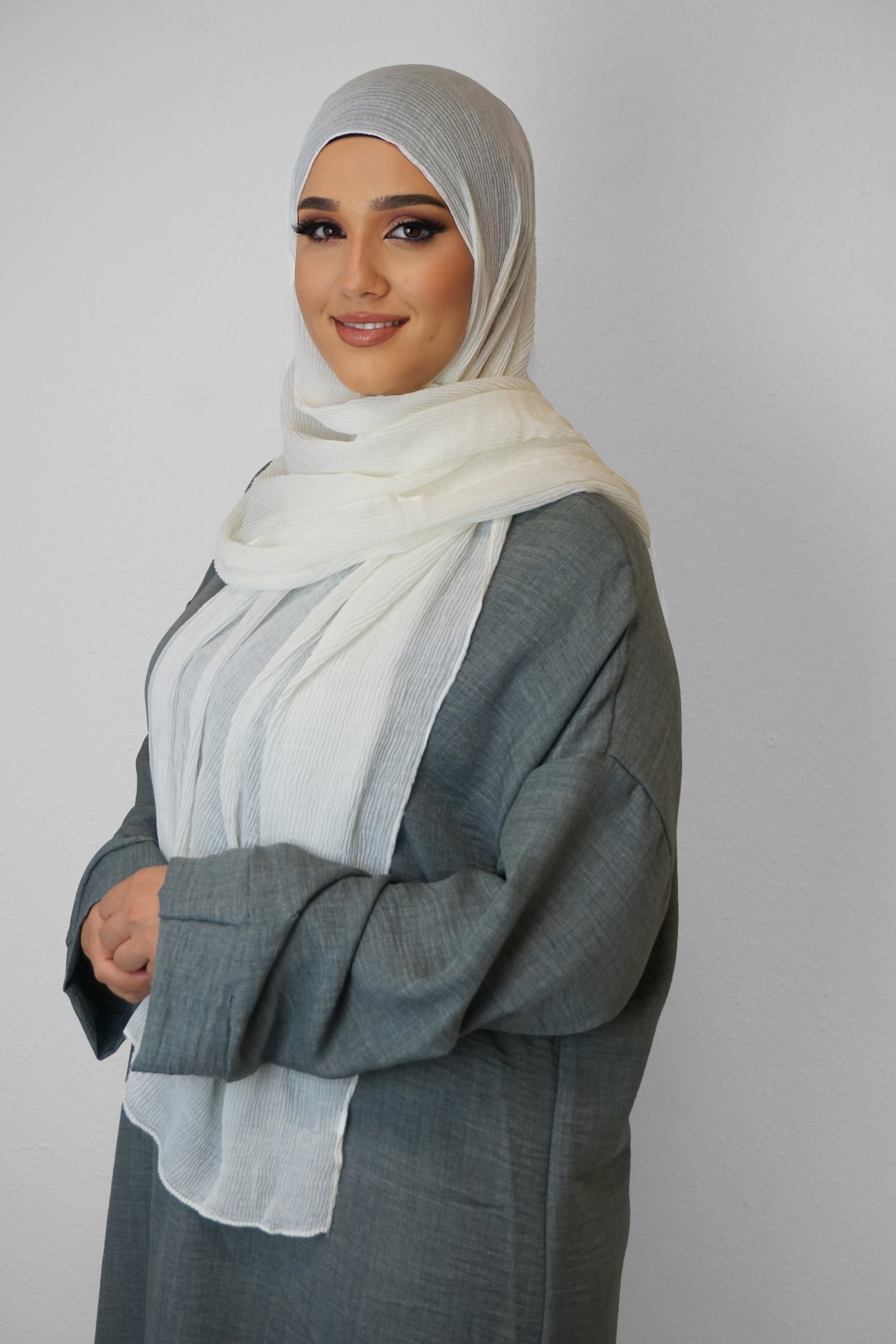 Baumwolle Crinkle-Hijab Creme