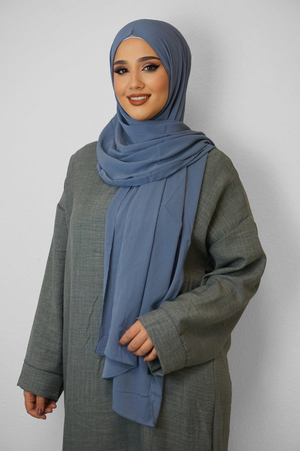 Crinkle Premium Chiffon Hijab Blau