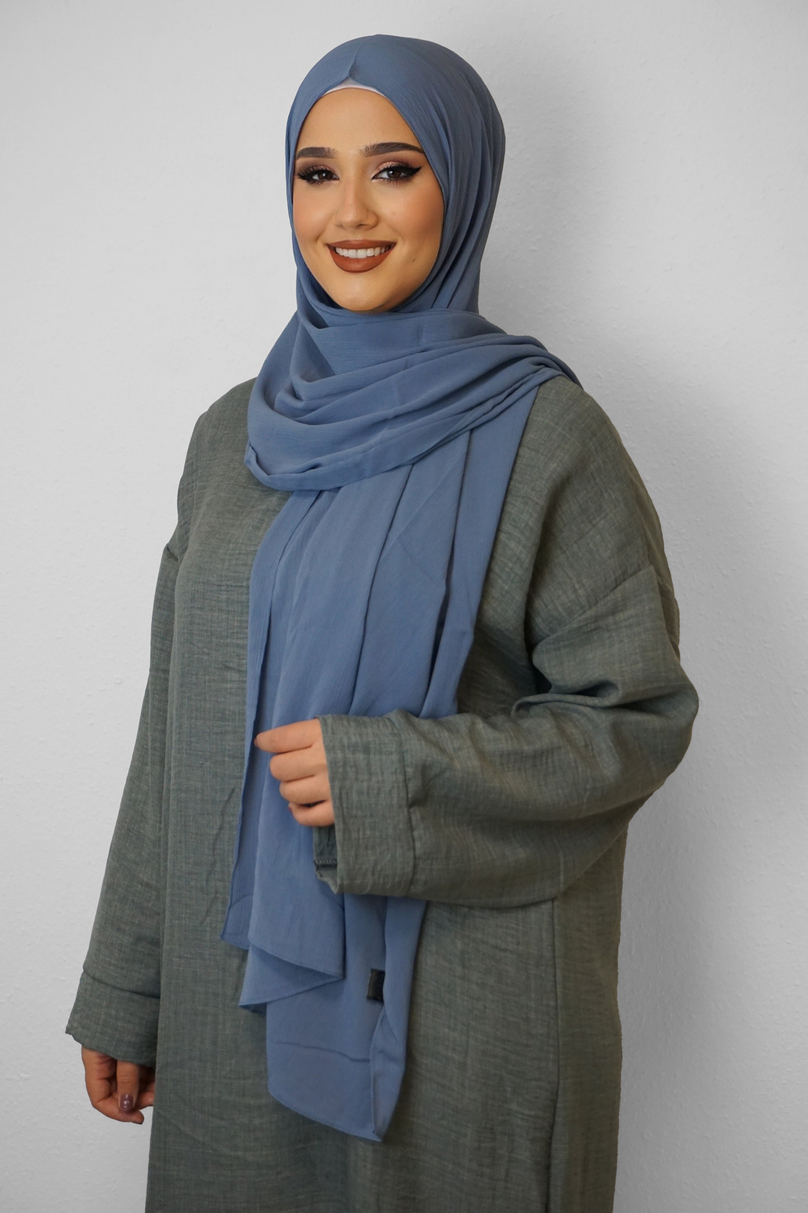 Crinkle Premium Chiffon Hijab Blau