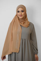 Chiffon Diamond Hijab Camel