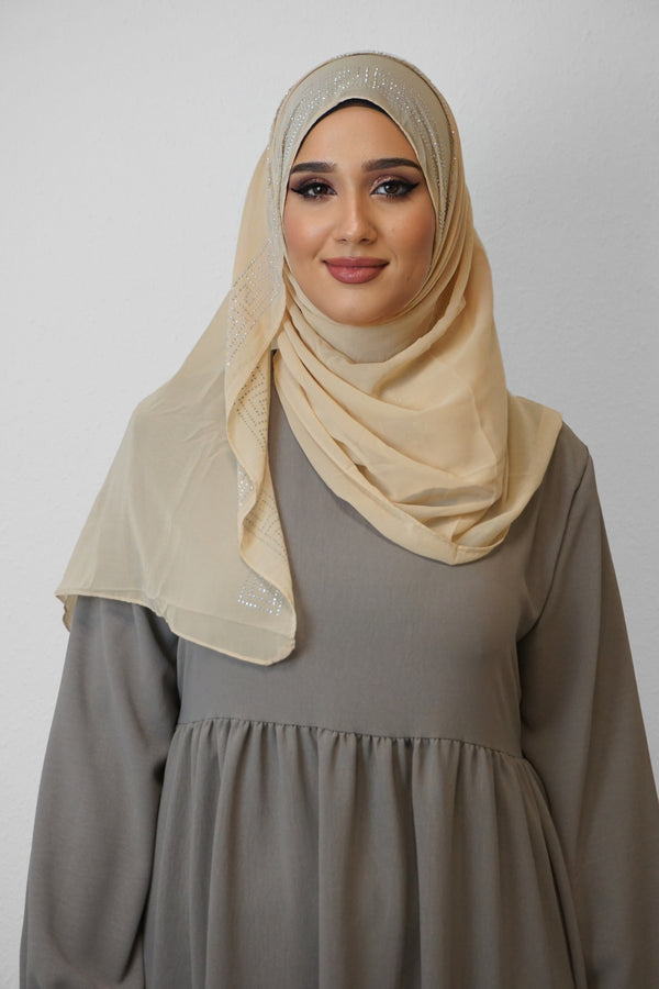 Chiffon Diamond Hijab Beige