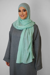 Baumwolle Crinkle-Hijab Hell-Mint
