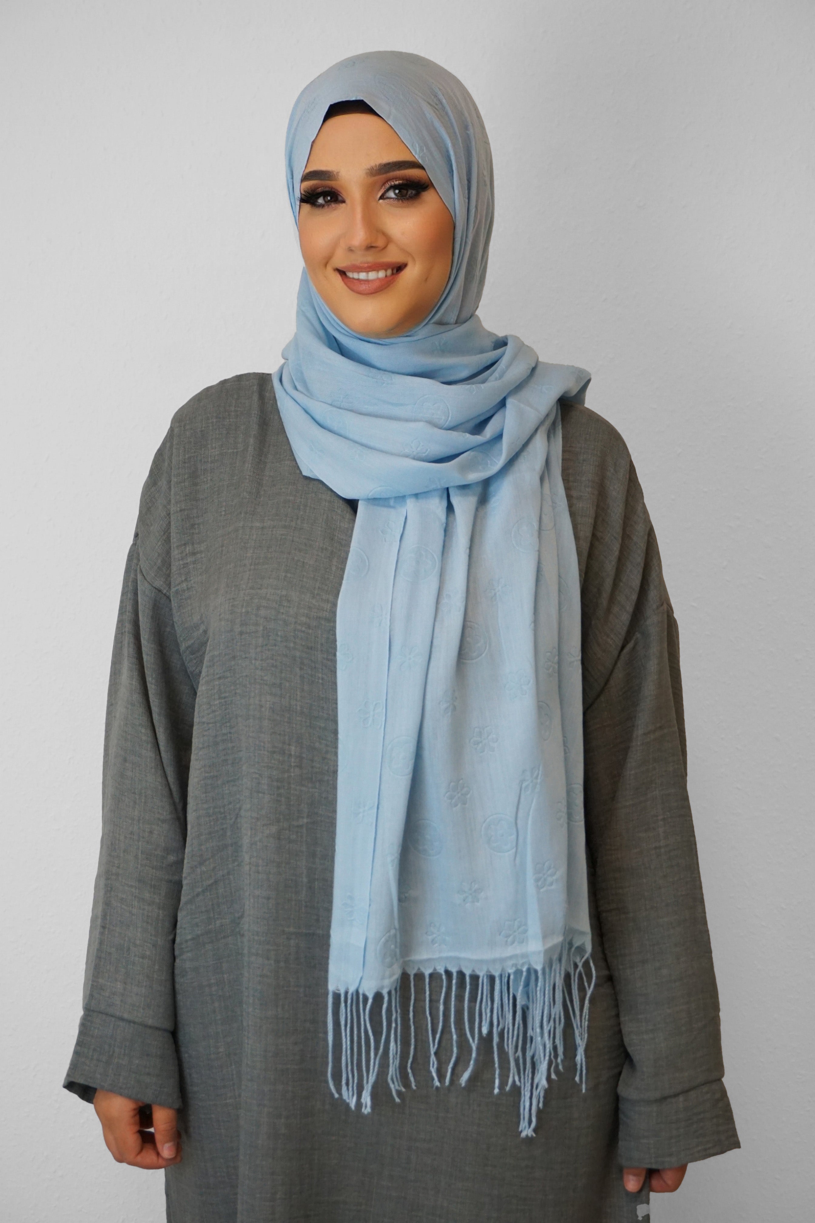 Baumwolle Hijab Zuhur Wasserblau