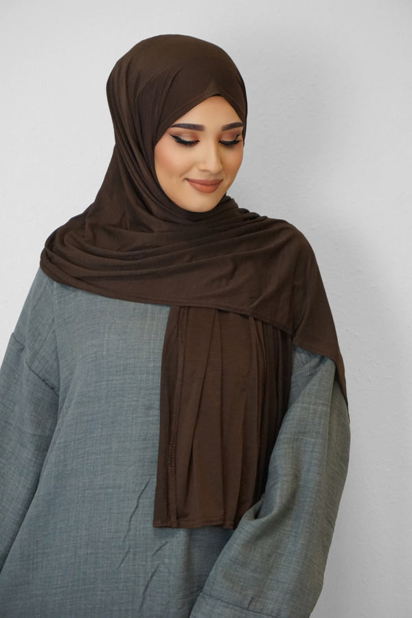 Premium Jersey Hijab Dunkelbraun