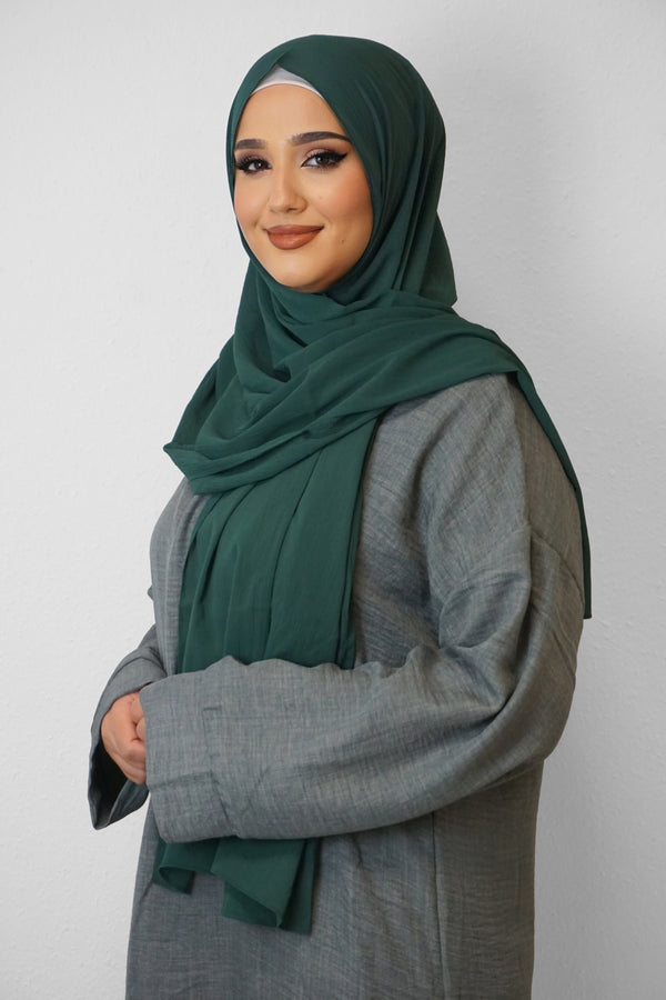Crinkle Premium Chiffon Hijab Smaragdgrün