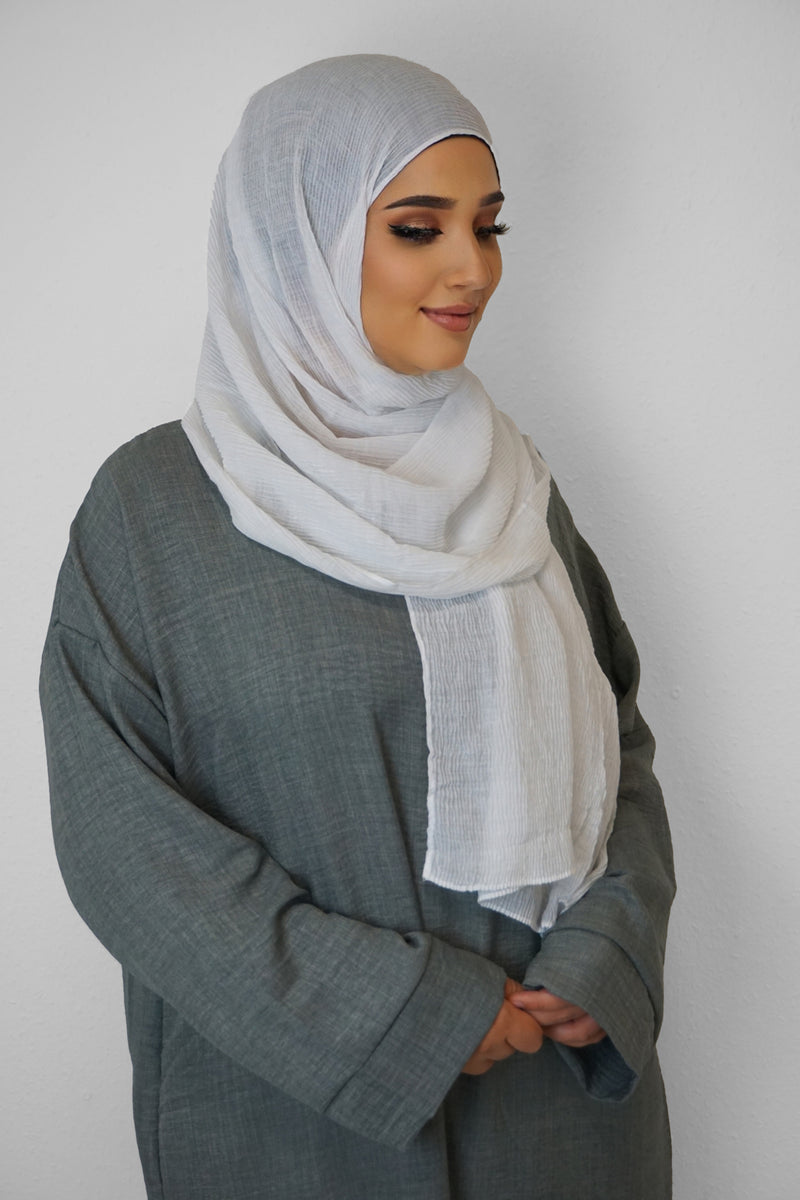 Baumwolle Crinkle-Hijab Weiss
