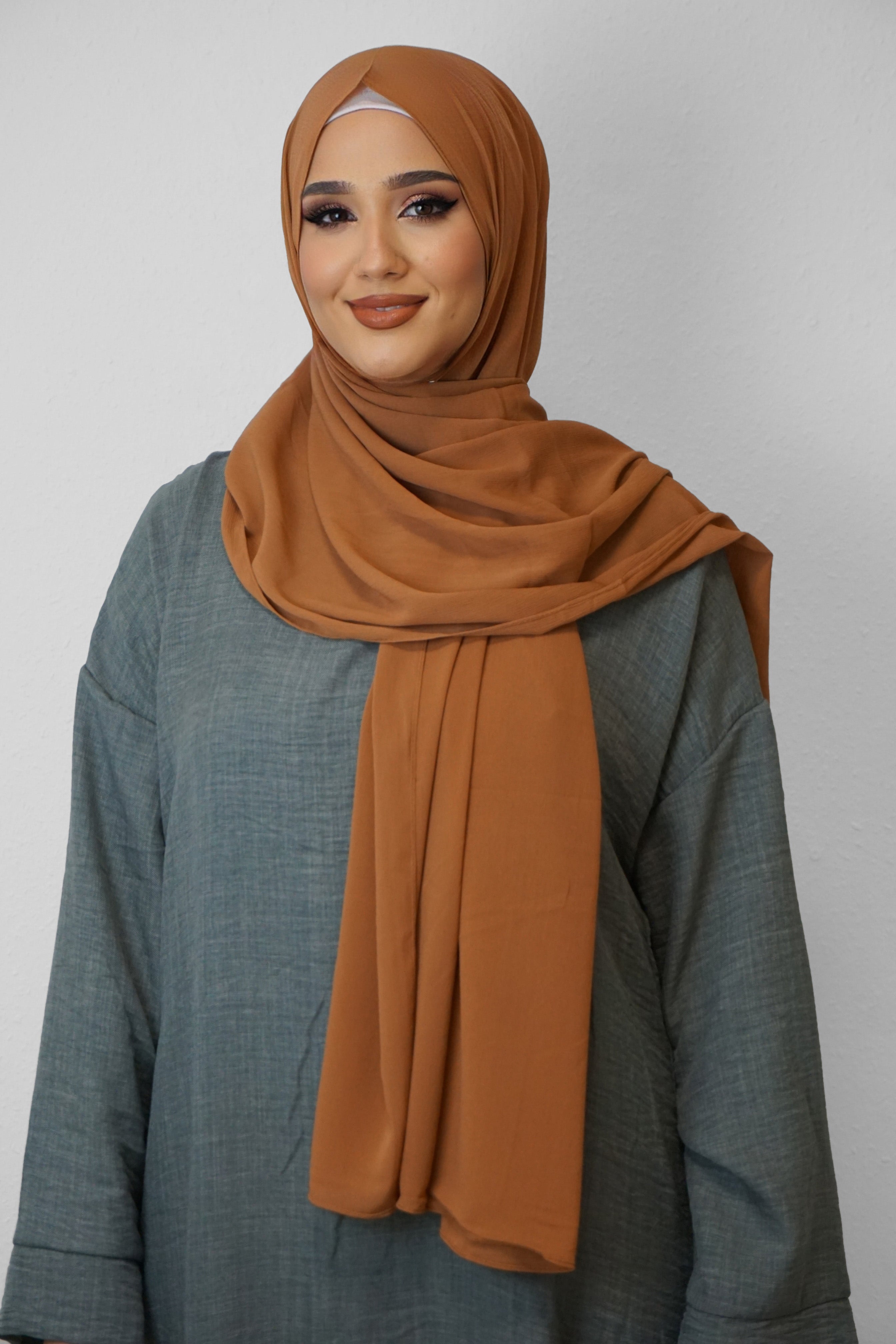 Crinkle Premium Chiffon Hijab Camel
