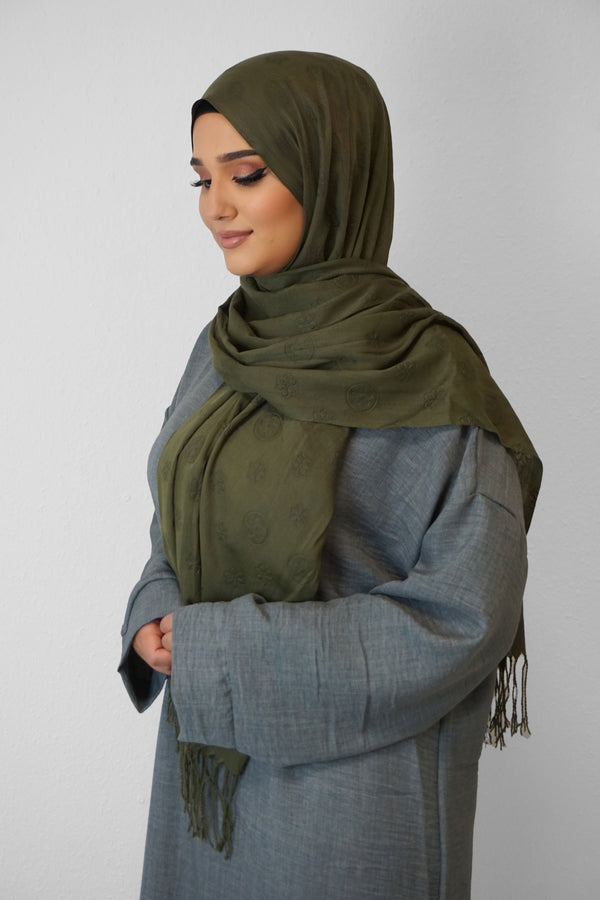 Baumwolle Hijab Zuhur Moosgrün