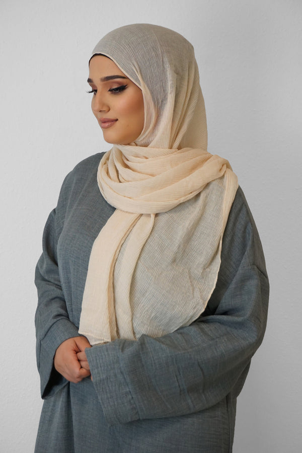 Baumwolle Crinkle-Hijab Elfenbein