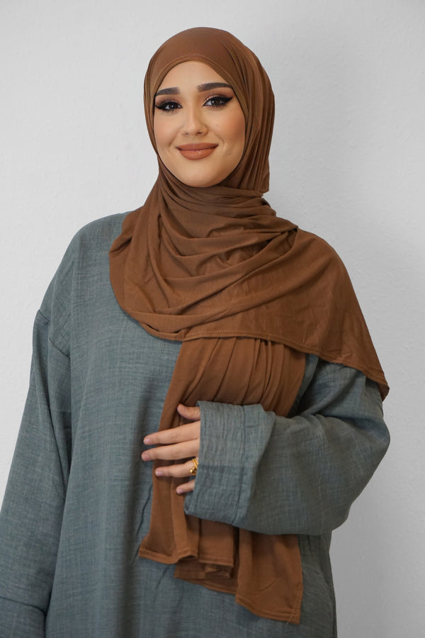 Premium Jersey Hijab Hellbraun