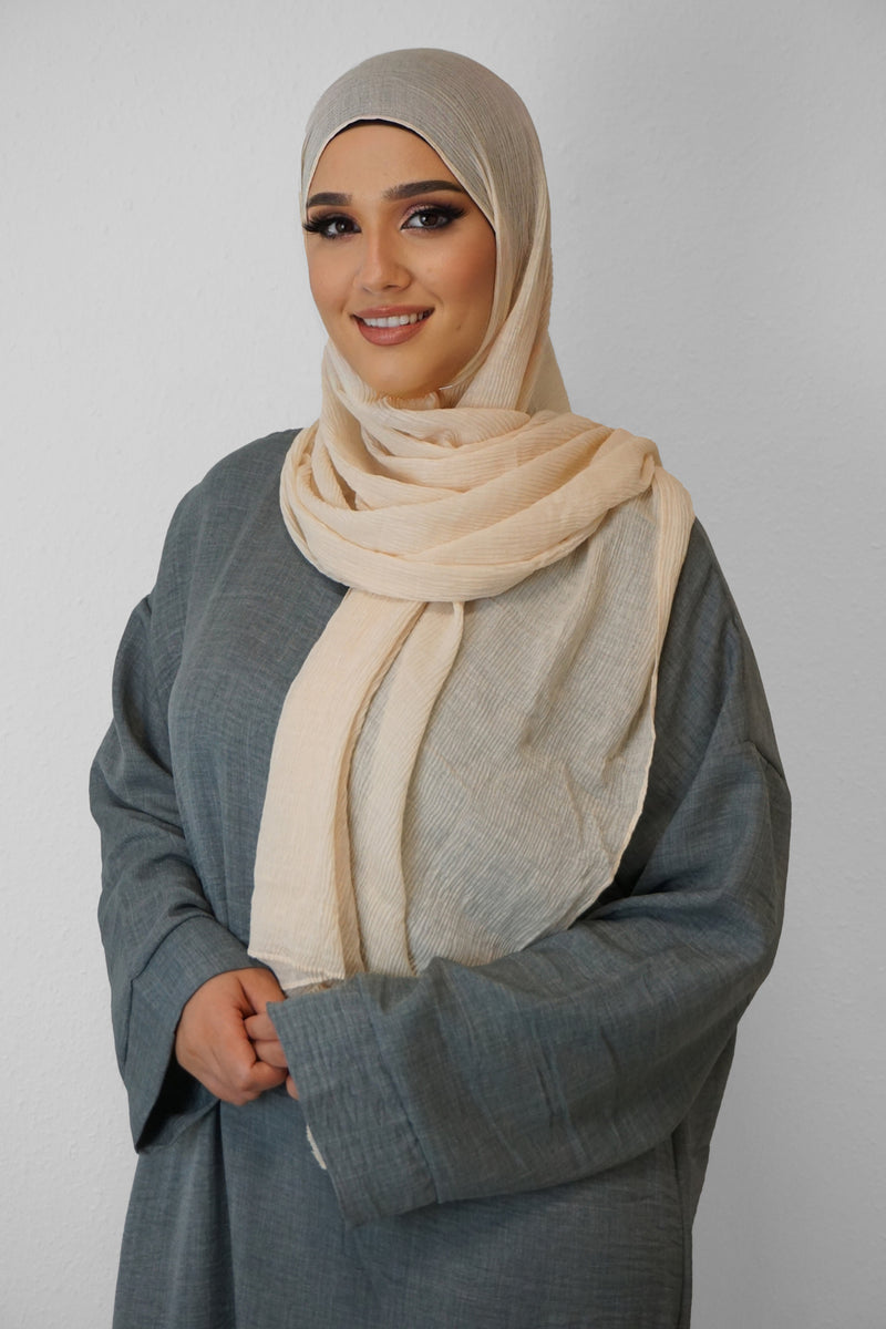 Baumwolle Crinkle-Hijab Elfenbein