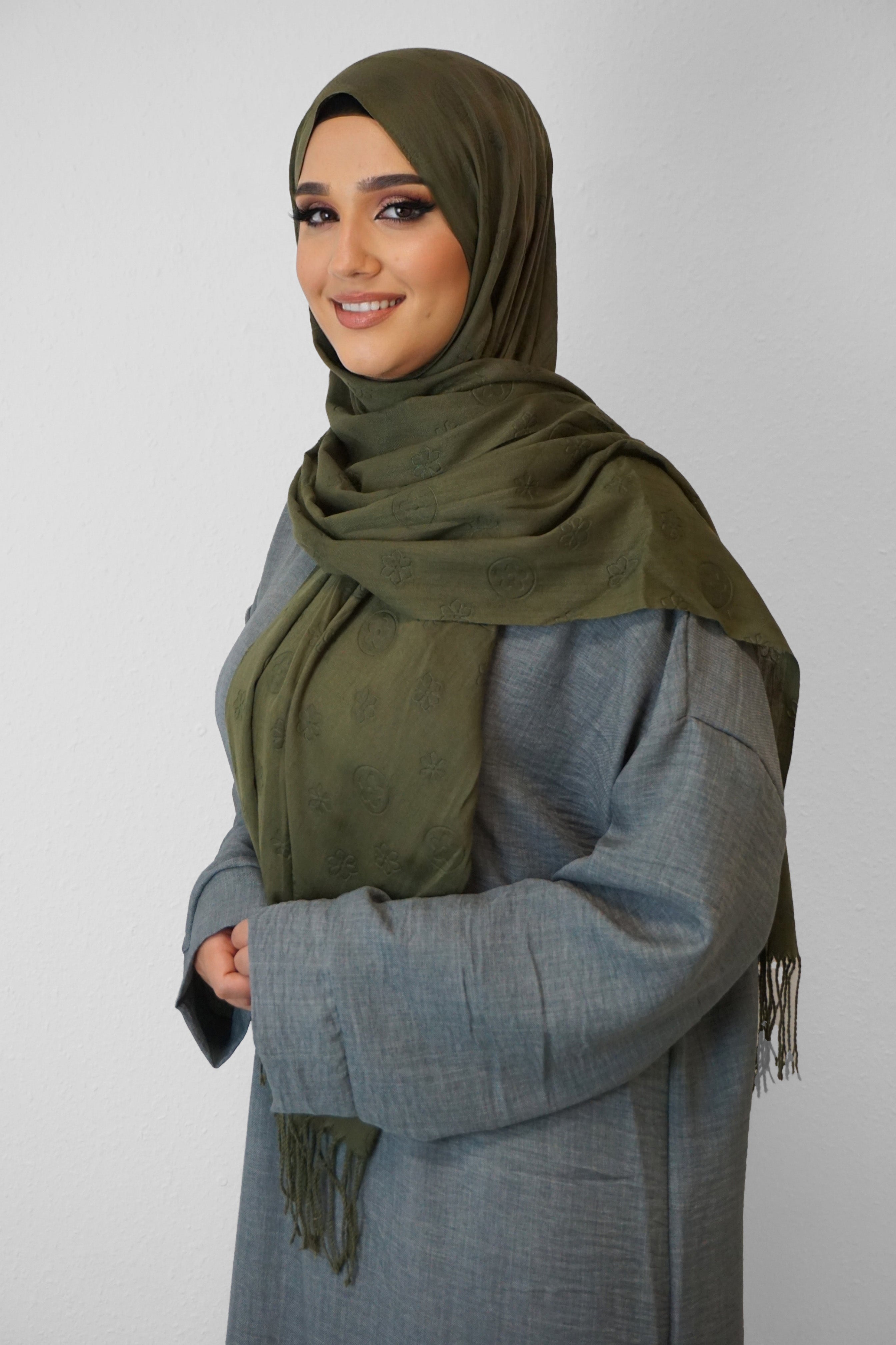 Baumwolle Hijab Zuhur Moosgrün