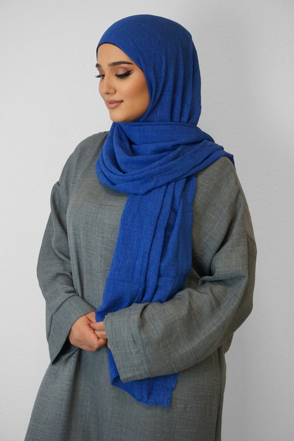 Baumwolle Crinkle-Hijab Jeansblau 2