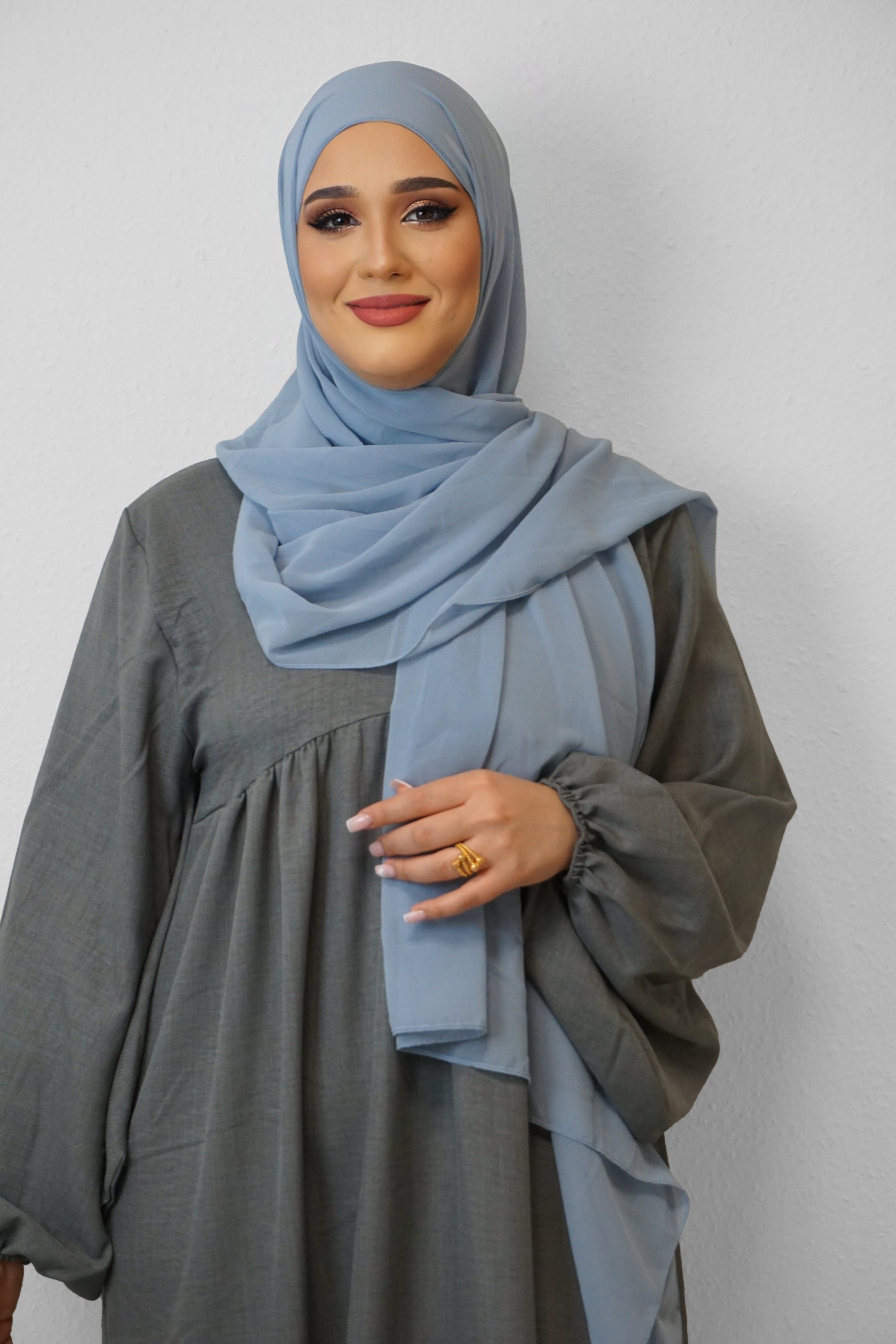 Chiffon XL Hijab Jeansblau