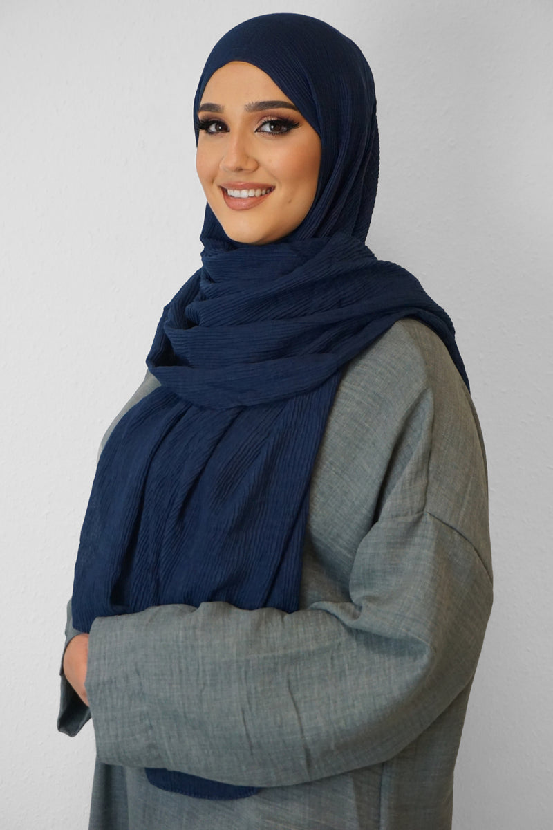 Baumwolle Crinkle-Hijab Dunkelblau