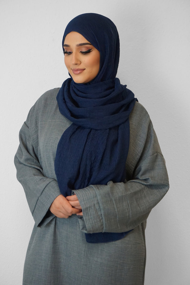 Baumwolle Crinkle-Hijab Dunkelblau