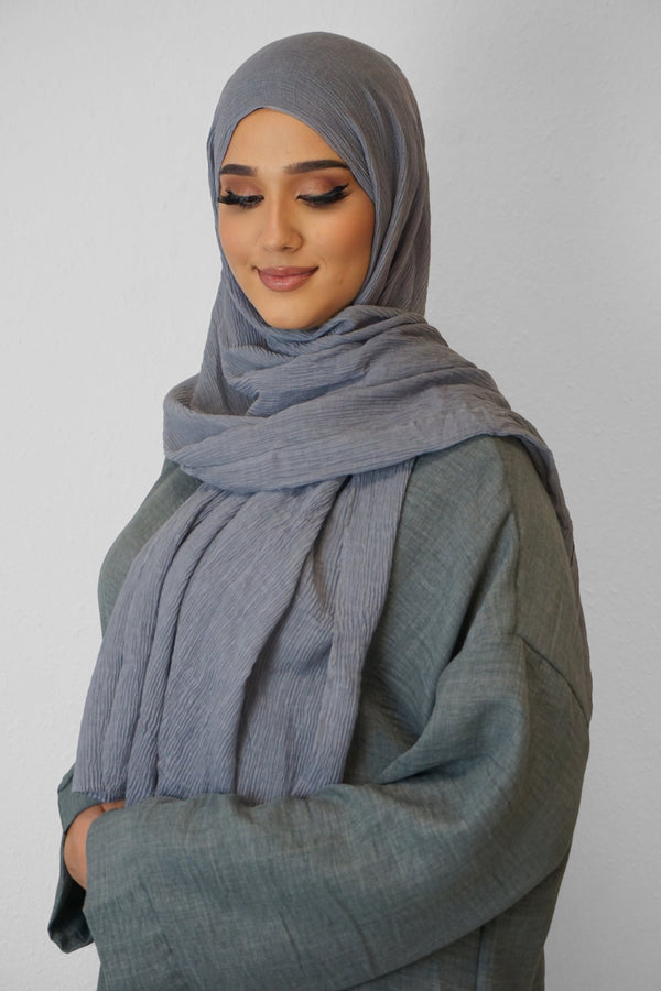 Baumwolle Crinkle-Hijab Dunkelgrau