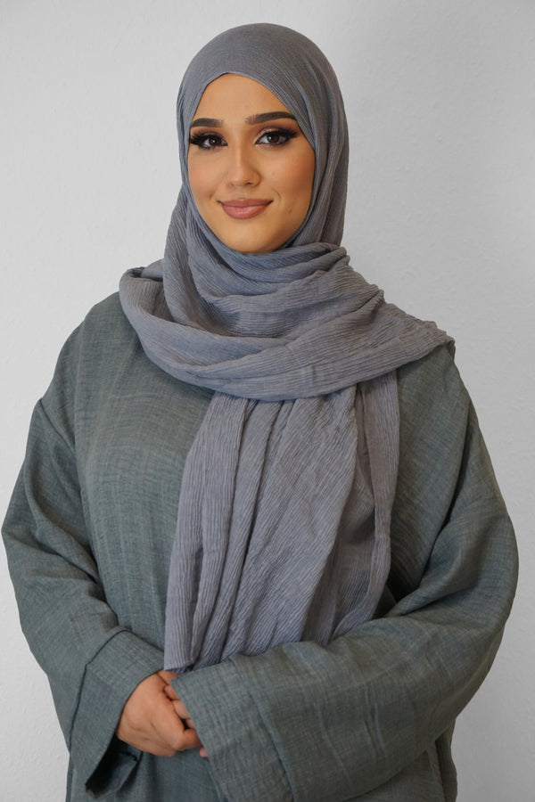 Baumwolle Crinkle-Hijab Dunkelgrau