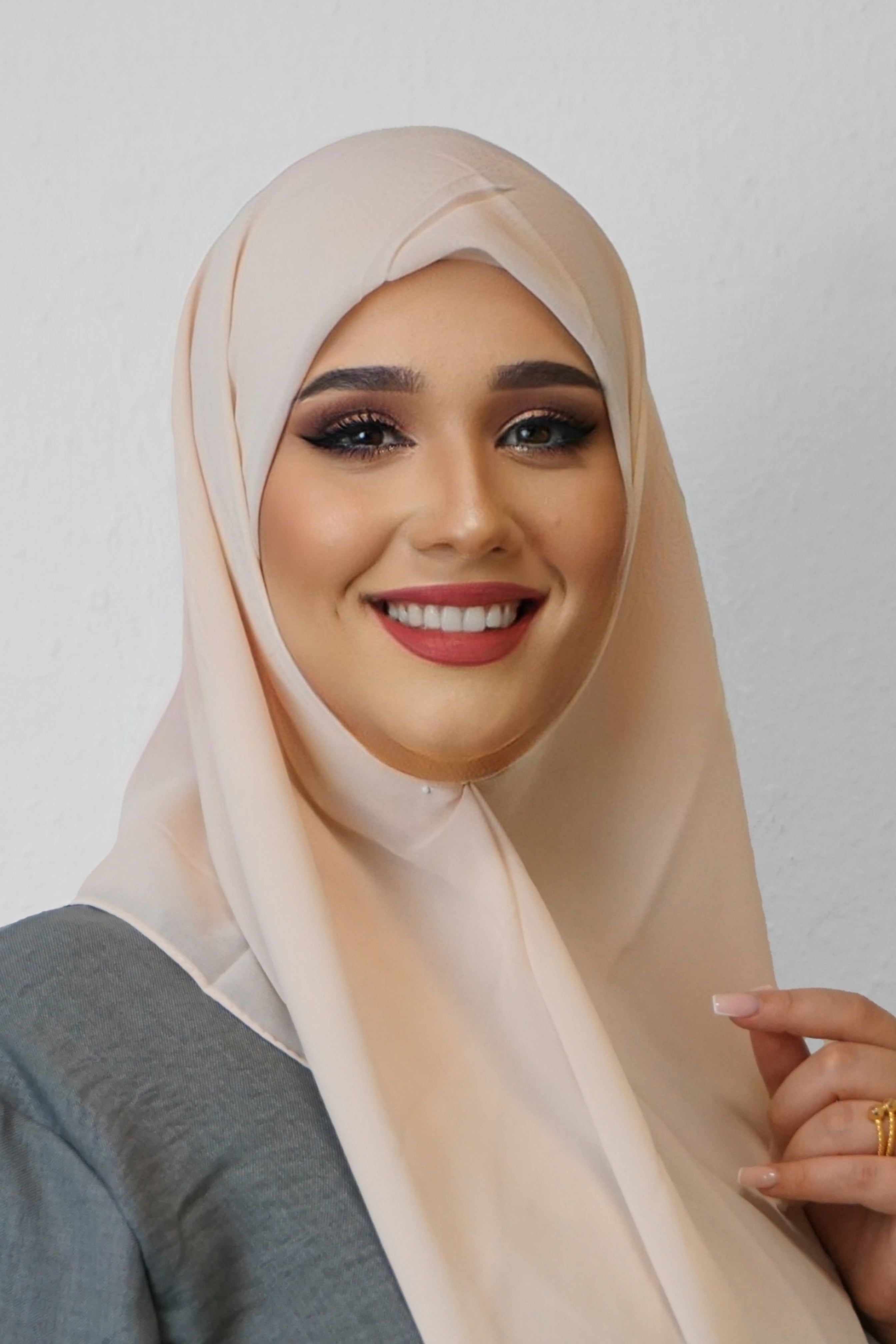Chiffon Quadrat Hijab Light-Pfirsich