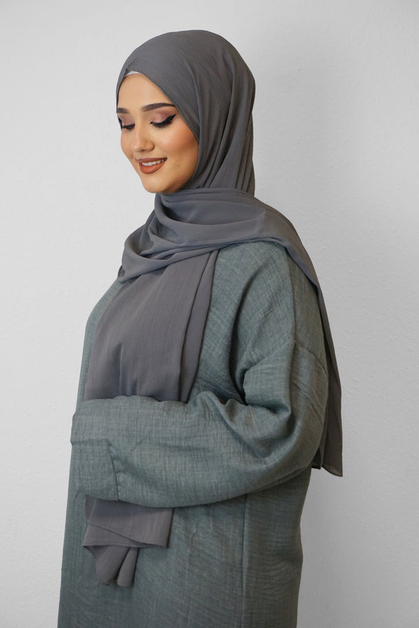 Crinkle Premium Chiffon Hijab Dunkelgrau