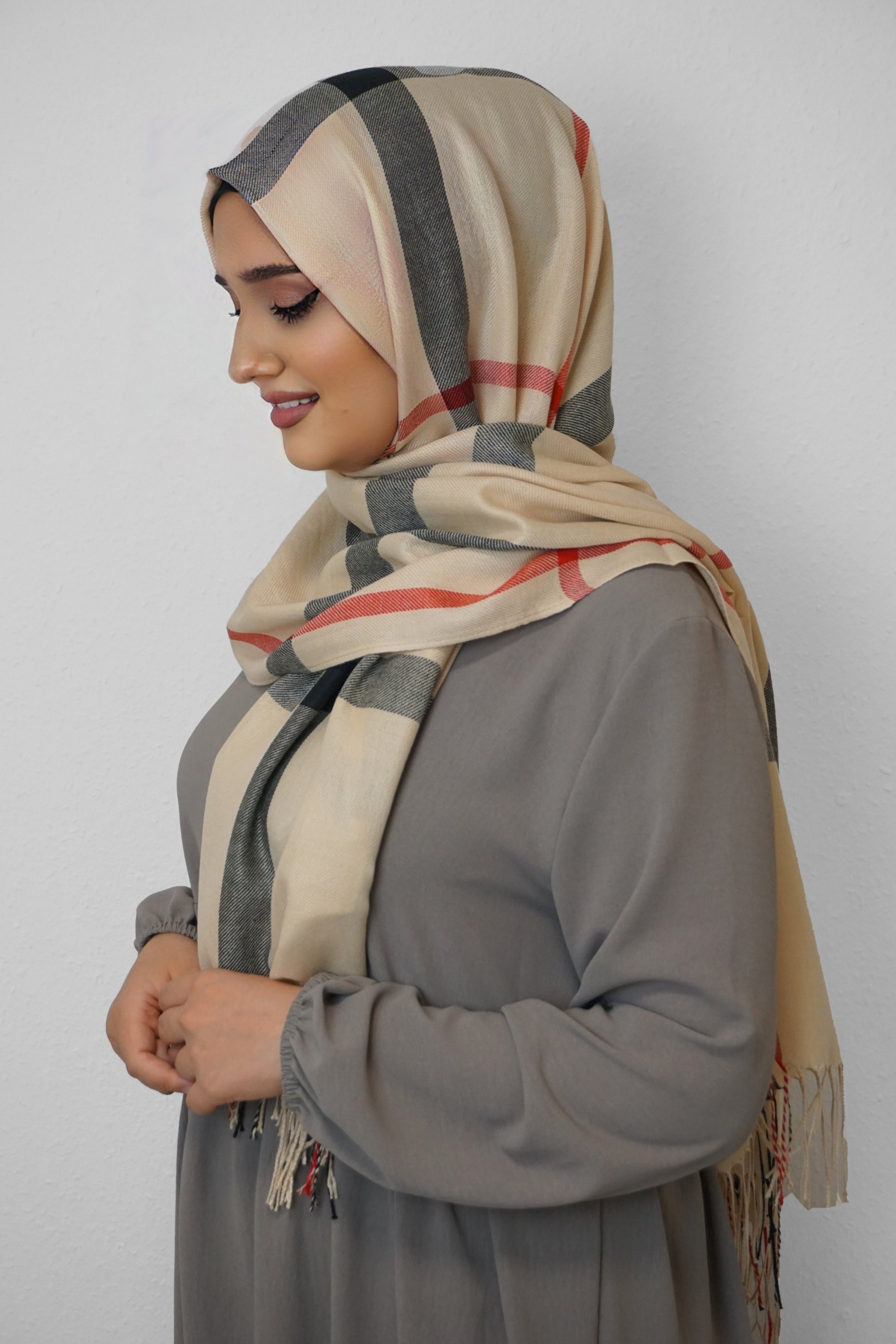 Baumwolle Hijab Aziza Elfenbein
