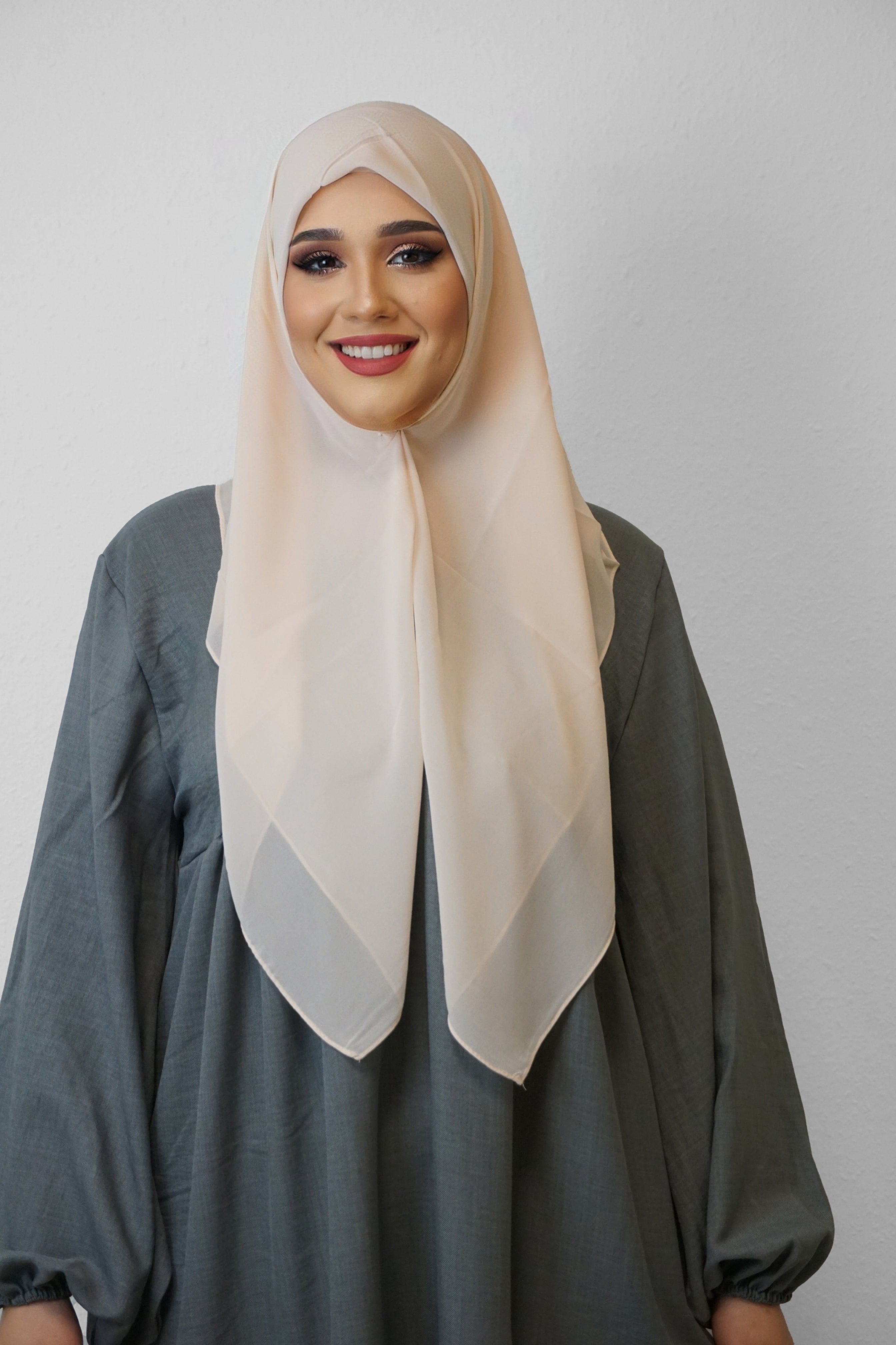 Chiffon Quadrat Hijab Light-Pfirsich