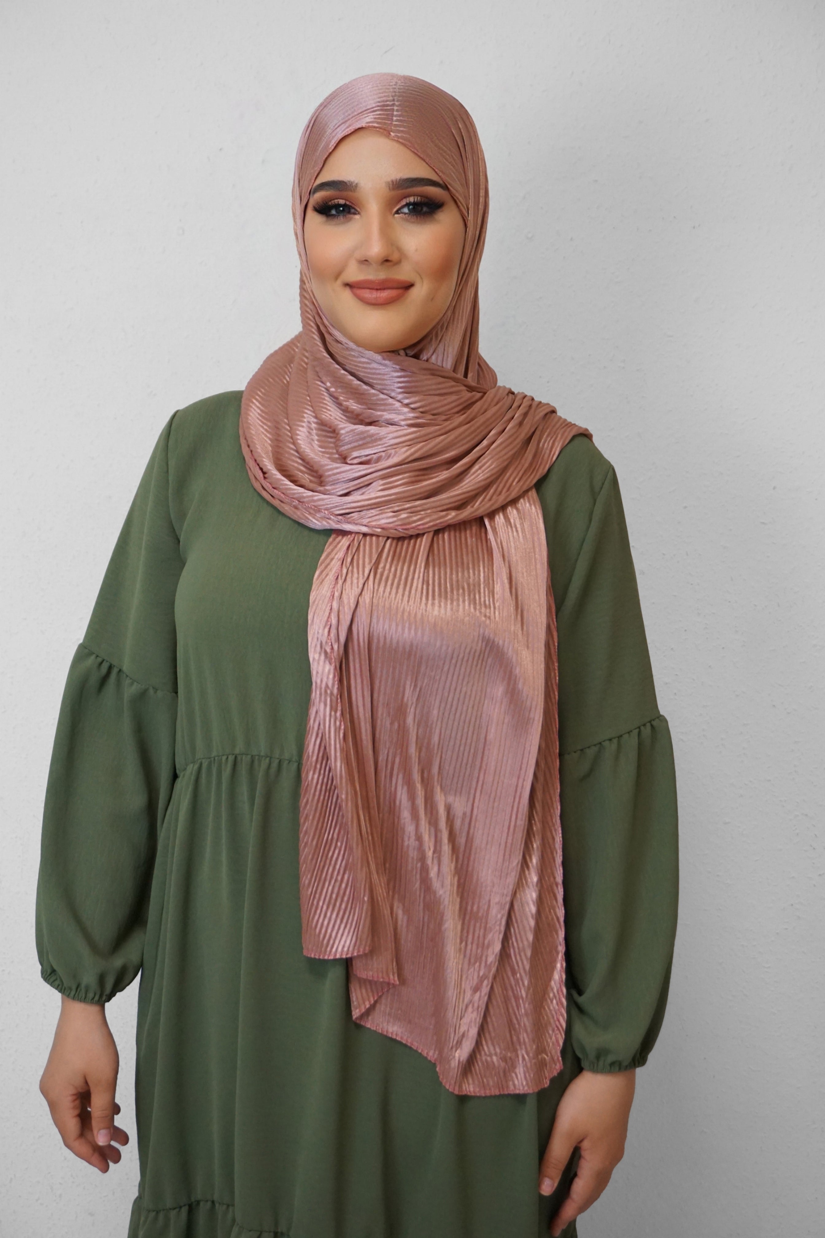 Satin Hijab Plissiert Blush