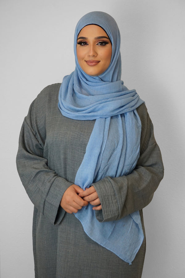Baumwolle Crinkle-Hijab Hellblau