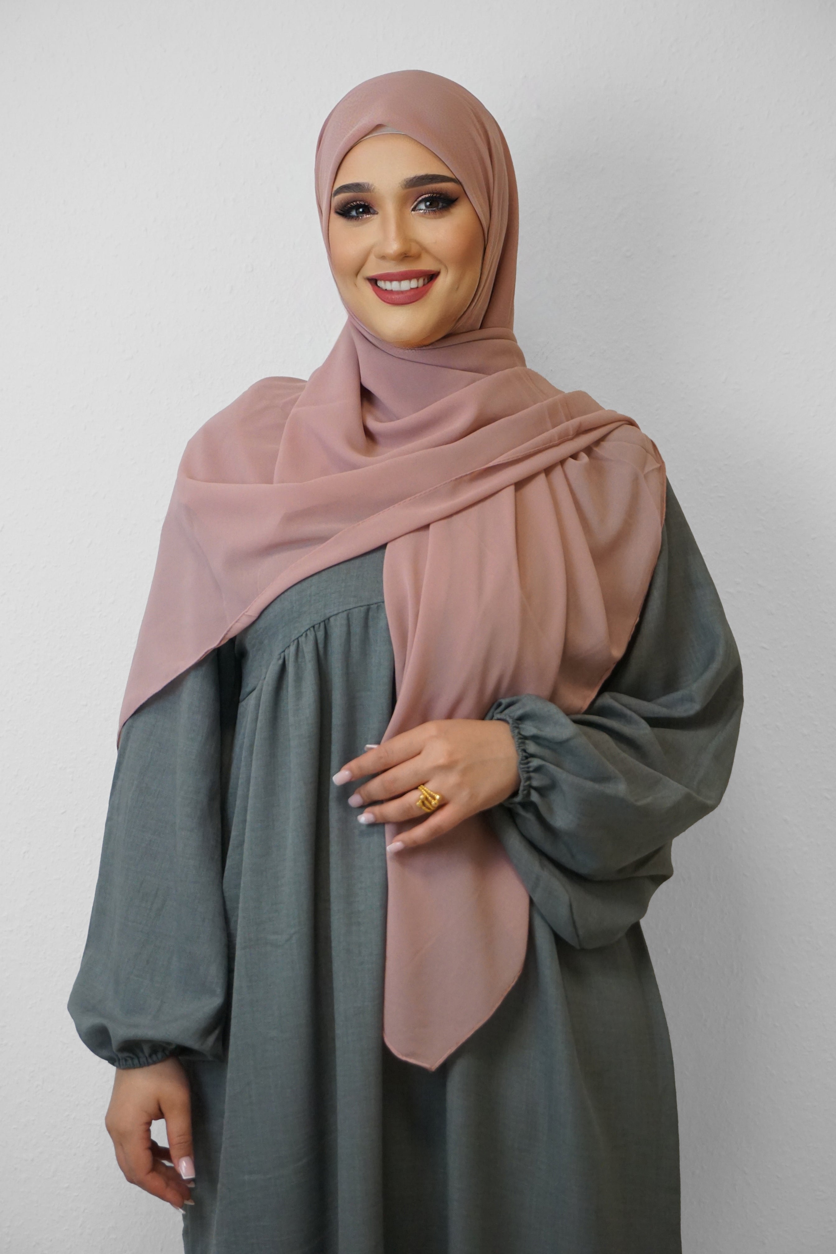 XL Chiffon Quadrat Hijab Lachsrosa