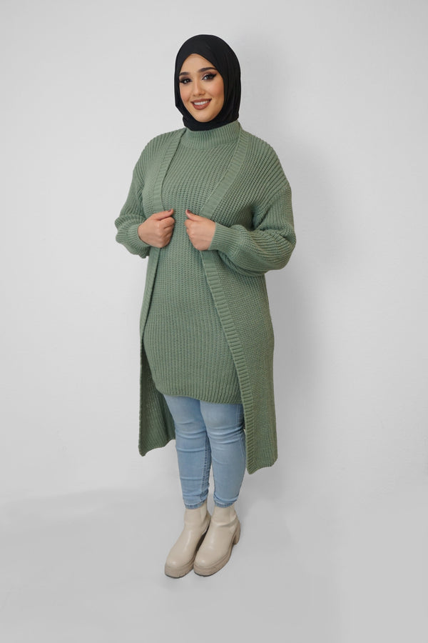 Zwei-Teiler Kleid Zahro Oliv